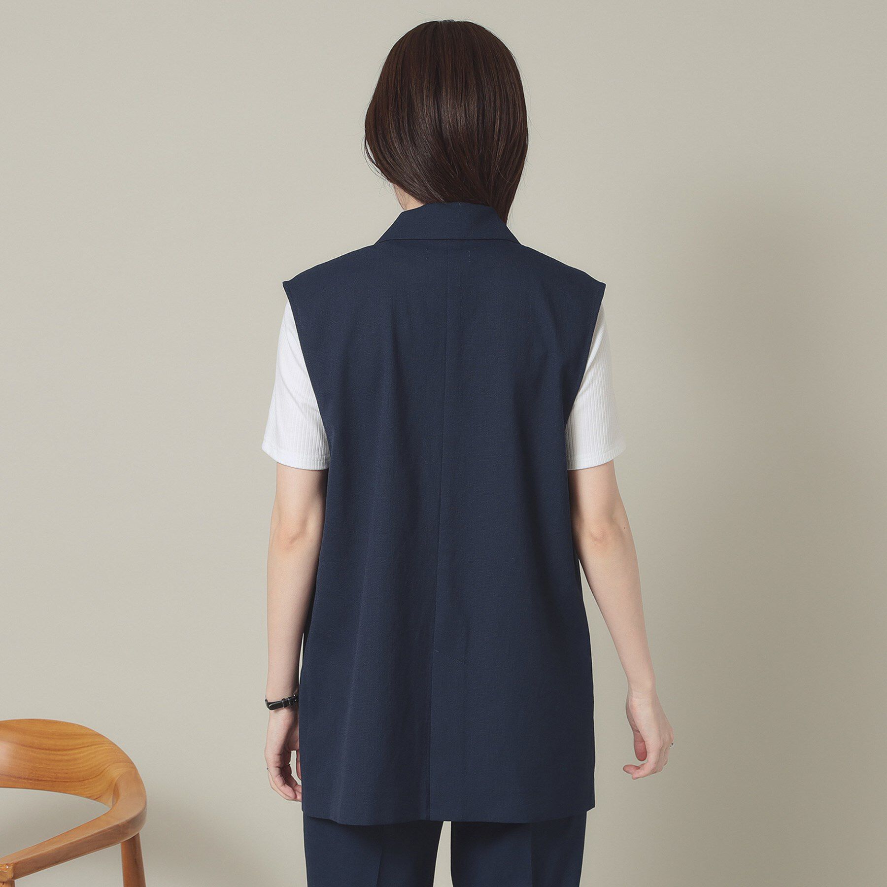 ITS&rsquo;DEMO「【手洗い可】麻調メッシュジレ」|ベスト・ジレ|