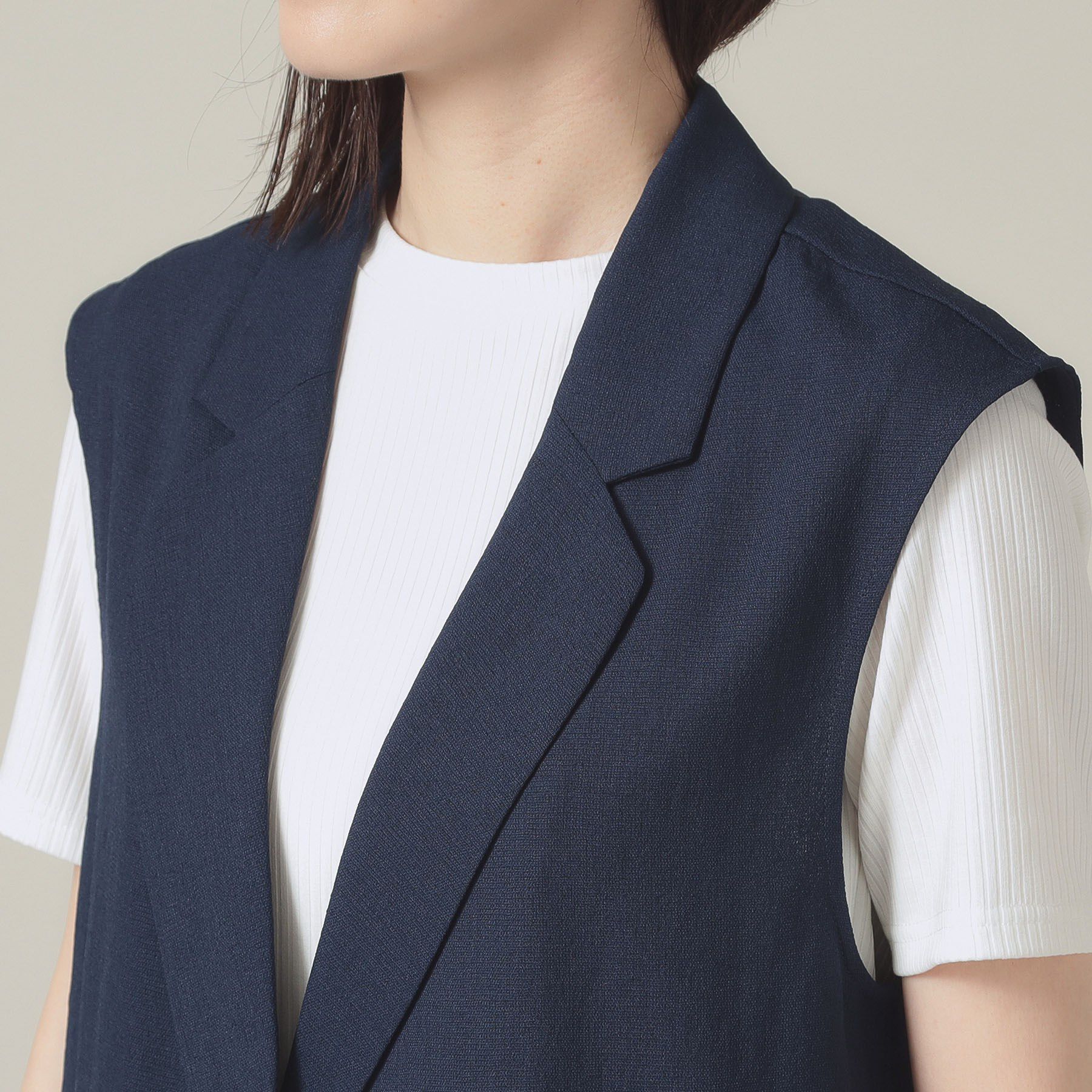 ITS&rsquo;DEMO「【手洗い可】麻調メッシュジレ」|ベスト・ジレ|