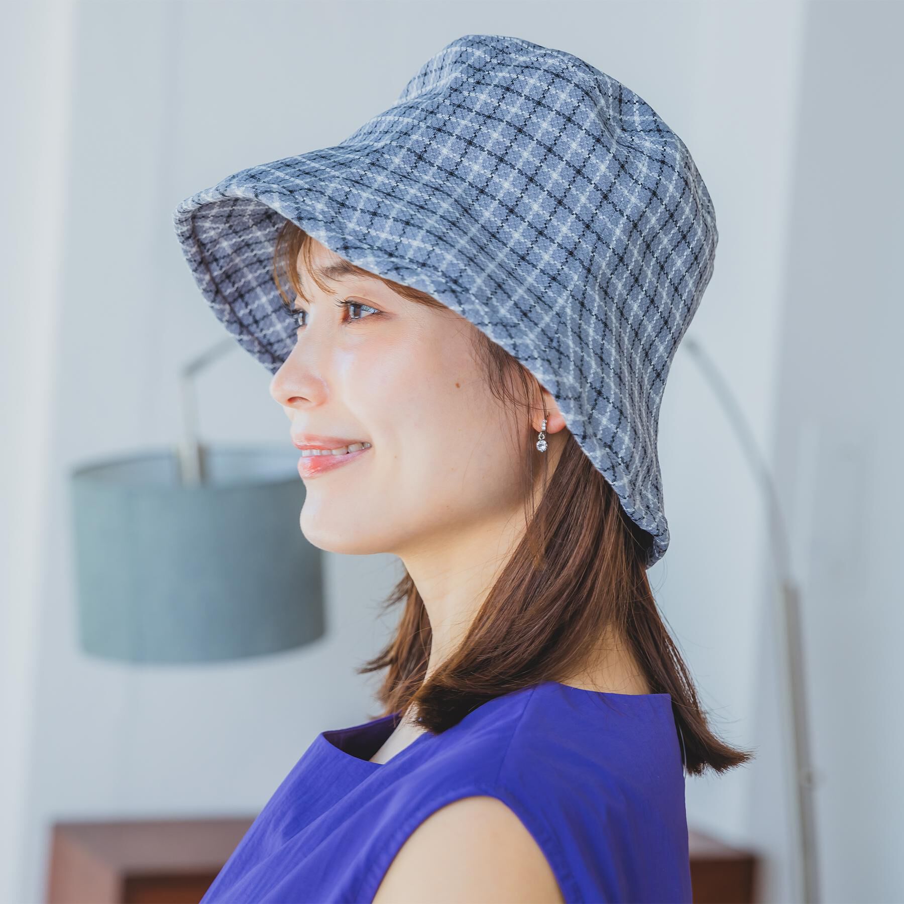 ITS&rsquo;DEMO「【サイズ調整可／手洗い可】サマーチェックチューリップハット」|ハット|