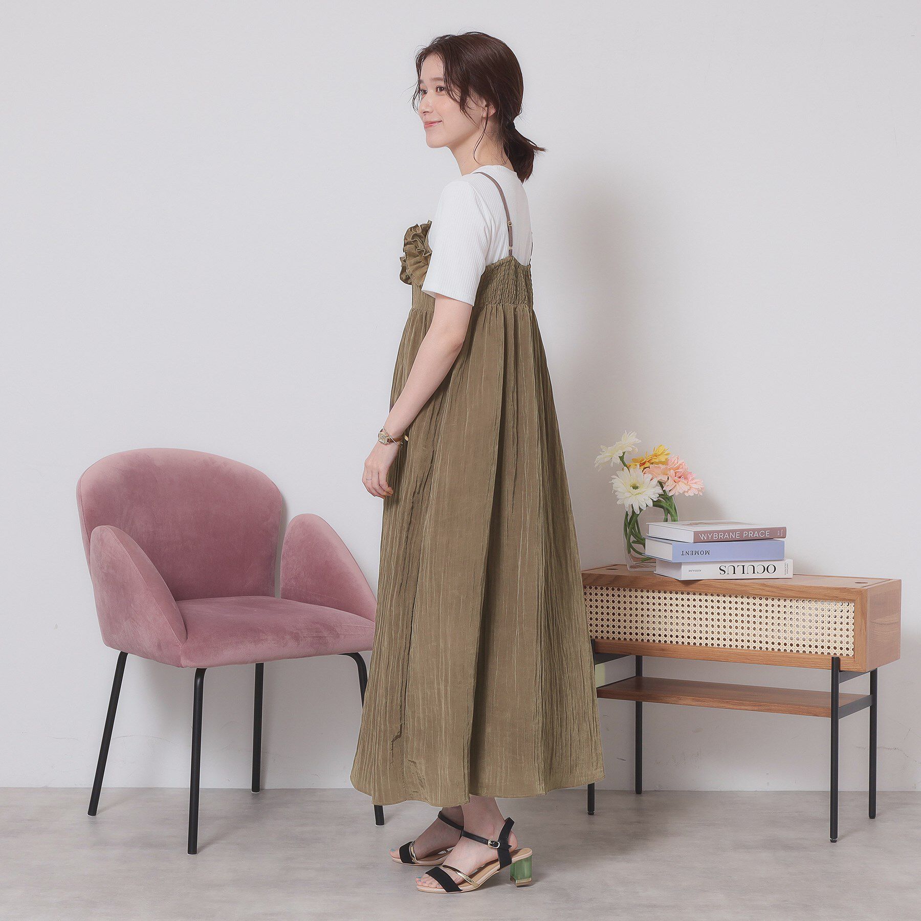 ITS&rsquo;DEMO「【手洗い可】ワッシャーサテンキャミワンピース」|ワンピース|