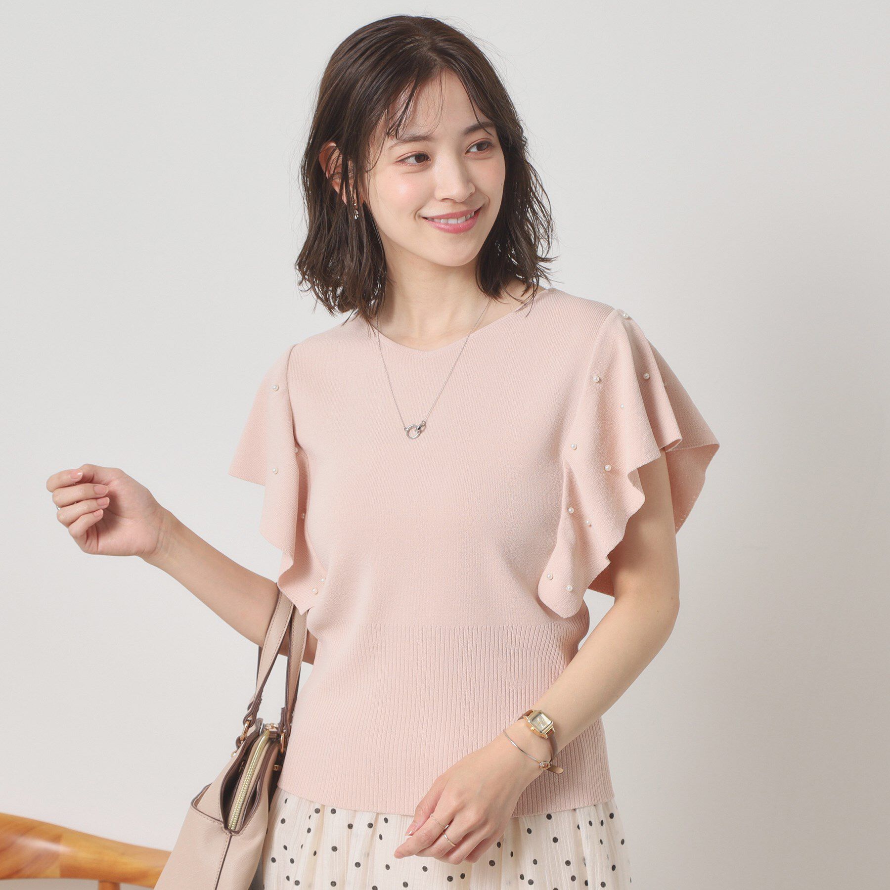 ITS&rsquo;DEMO「【さらりタッチ／手洗い可】パール調フレア袖ニット」|ニット・セーター|