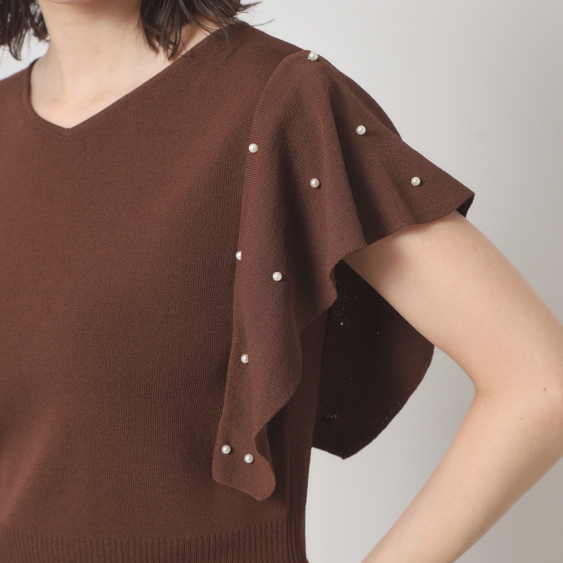 ITS&rsquo;DEMO「【さらりタッチ／手洗い可】パール調フレア袖ニット」|ニット・セーター|