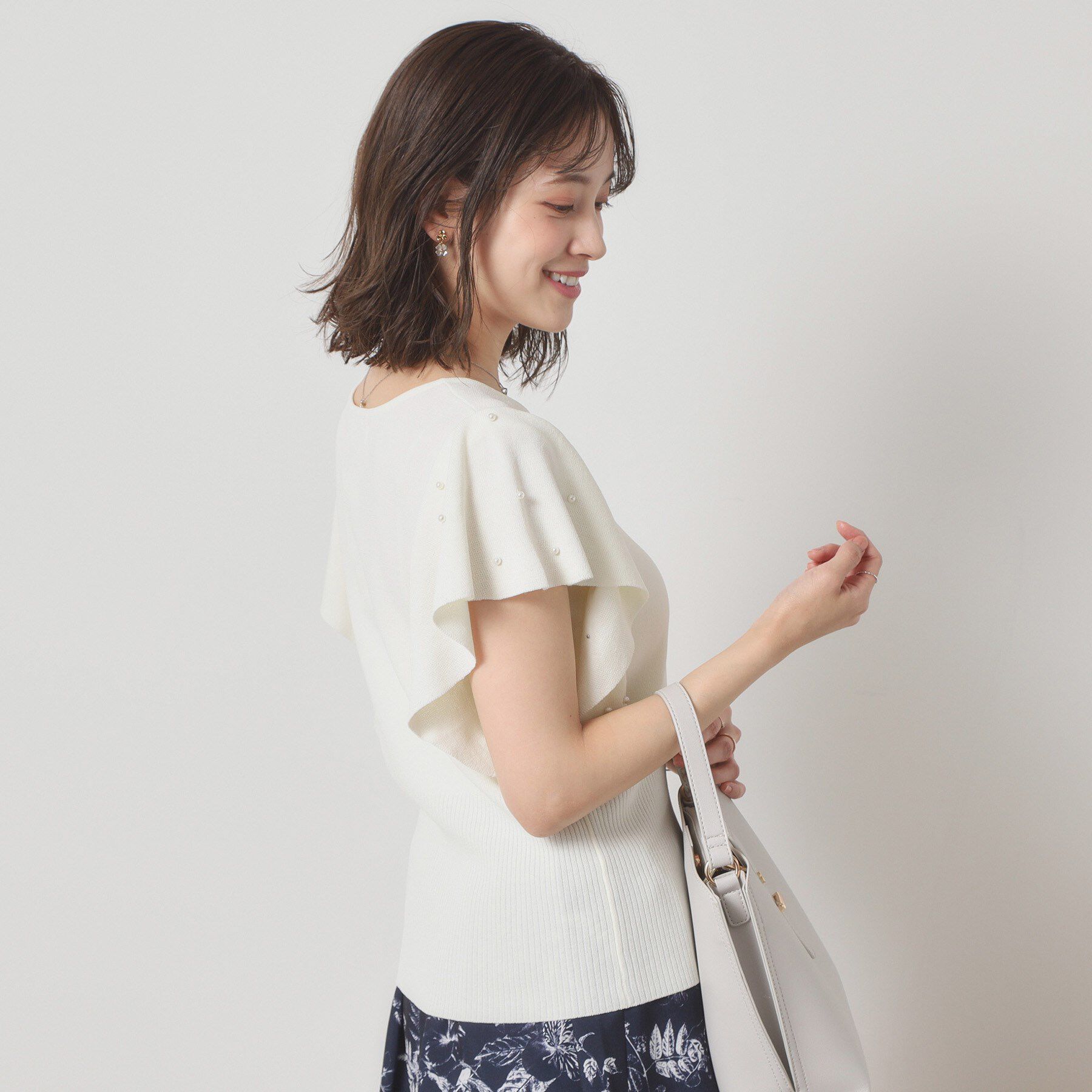 ITS&rsquo;DEMO「【さらりタッチ／手洗い可】パール調フレア袖ニット」|ニット・セーター|