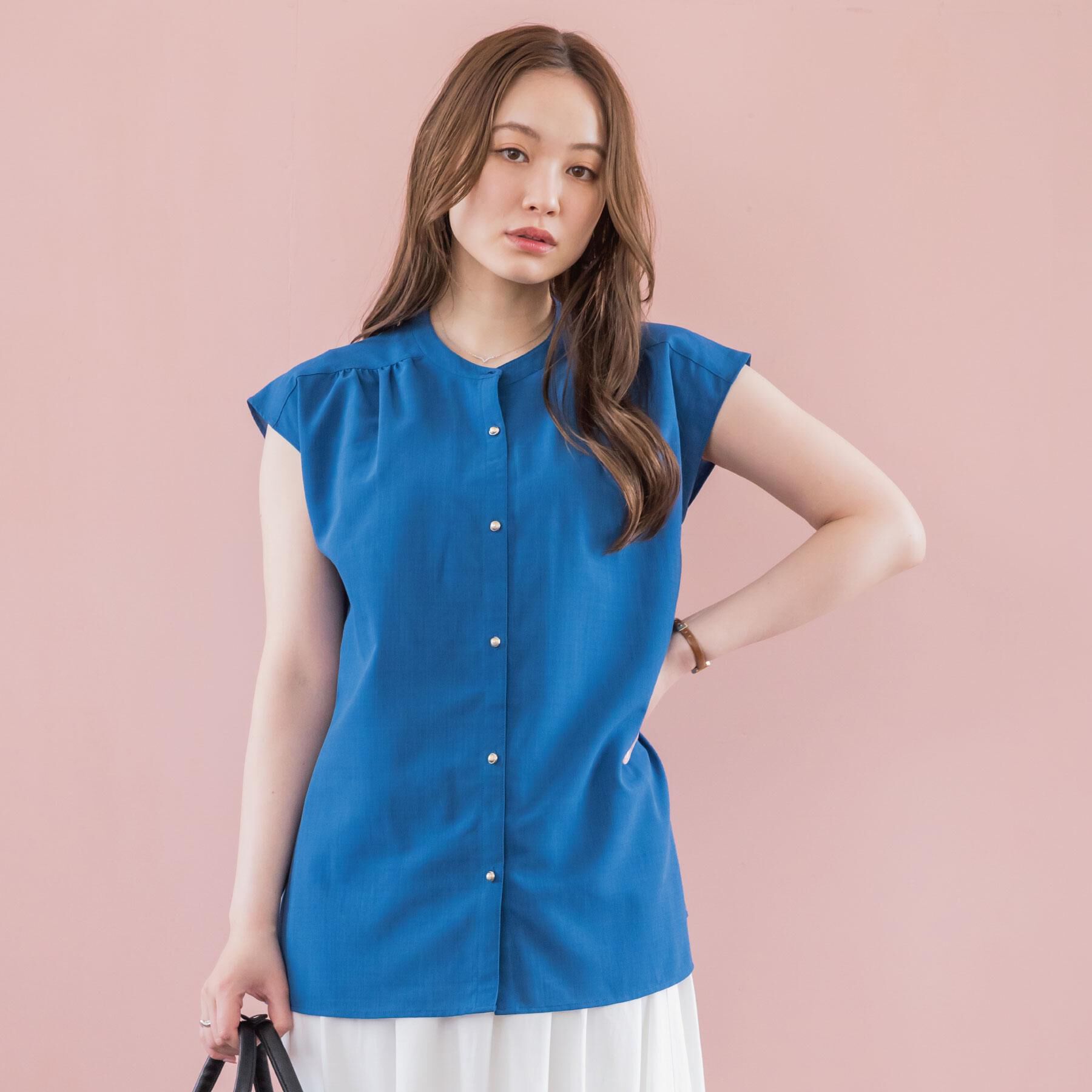 ITS&rsquo;DEMO「【清涼感／手洗い可】麻調前開きブラウス」|シャツ・ブラウス|