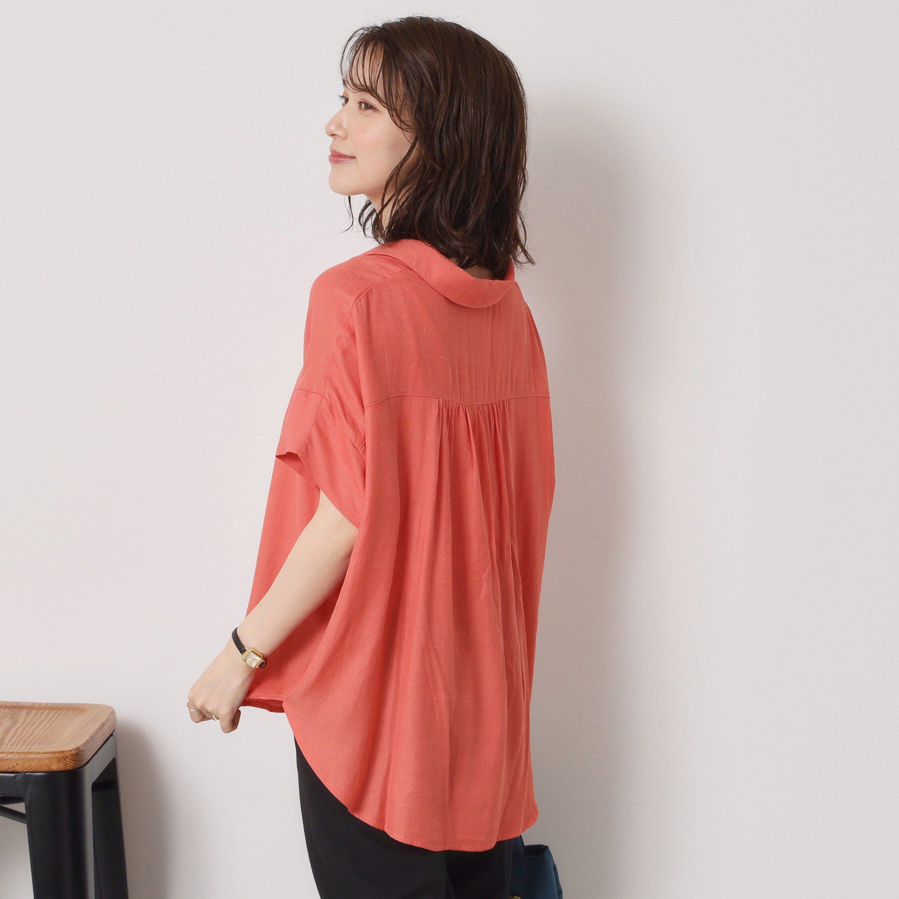 ITS&rsquo;DEMO「【接触冷感／手洗い可】強撚スラブスキッパーブラウス」|シャツ・ブラウス|