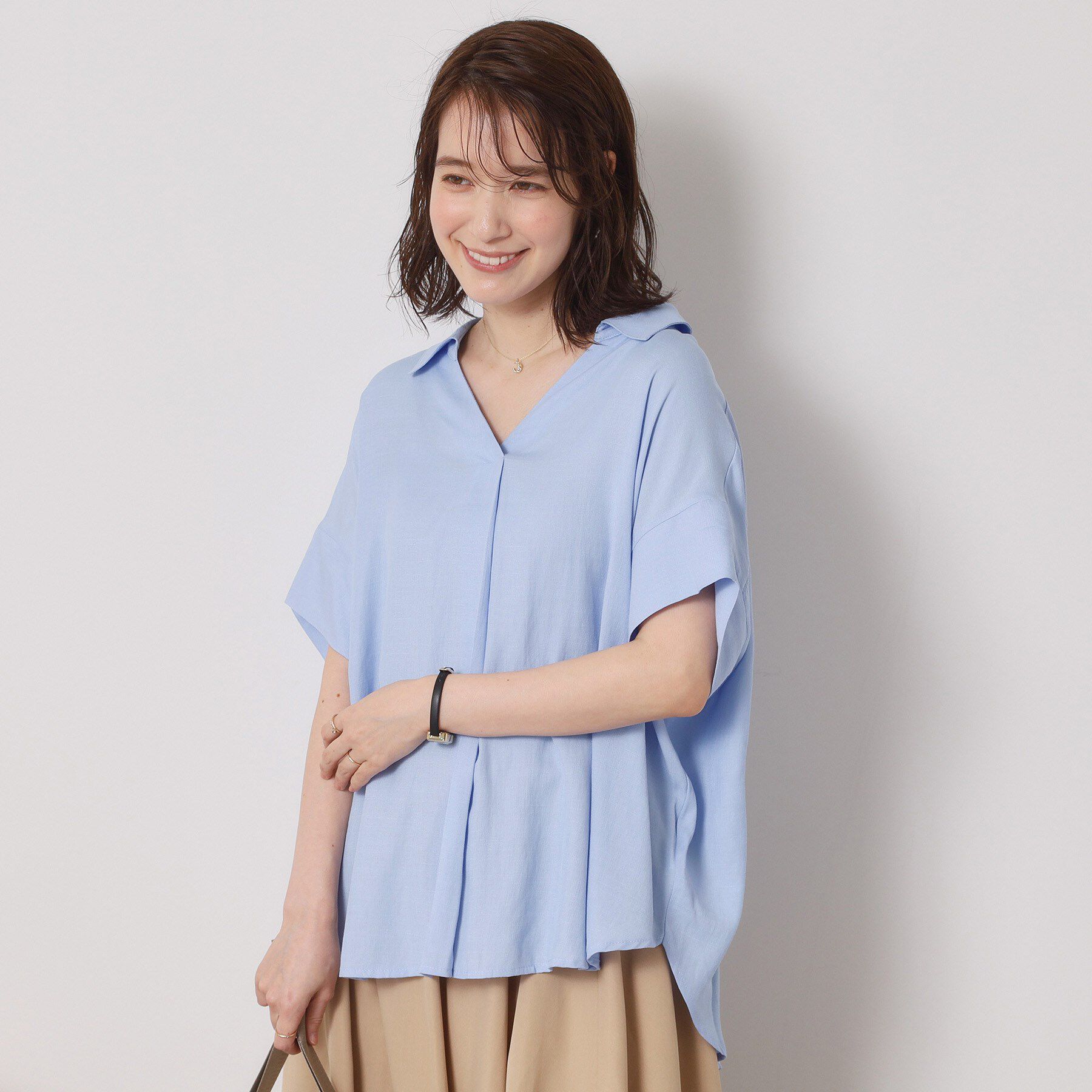 ITS&rsquo;DEMO「【接触冷感／手洗い可】強撚スラブスキッパーブラウス」|シャツ・ブラウス|