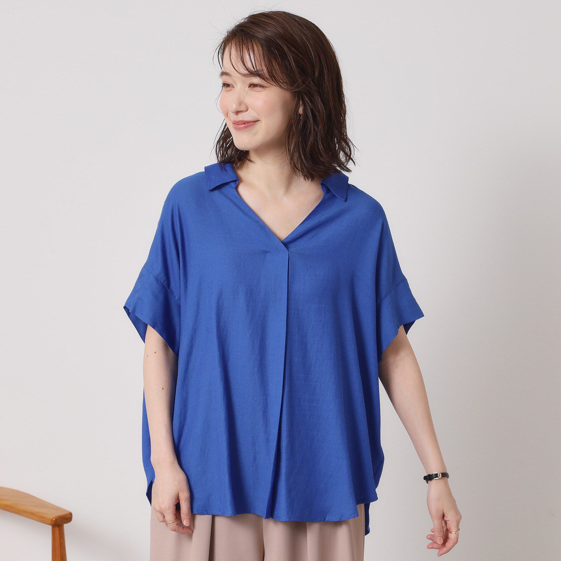 ITS&rsquo;DEMO「【接触冷感／手洗い可】強撚スラブスキッパーブラウス」|シャツ・ブラウス|