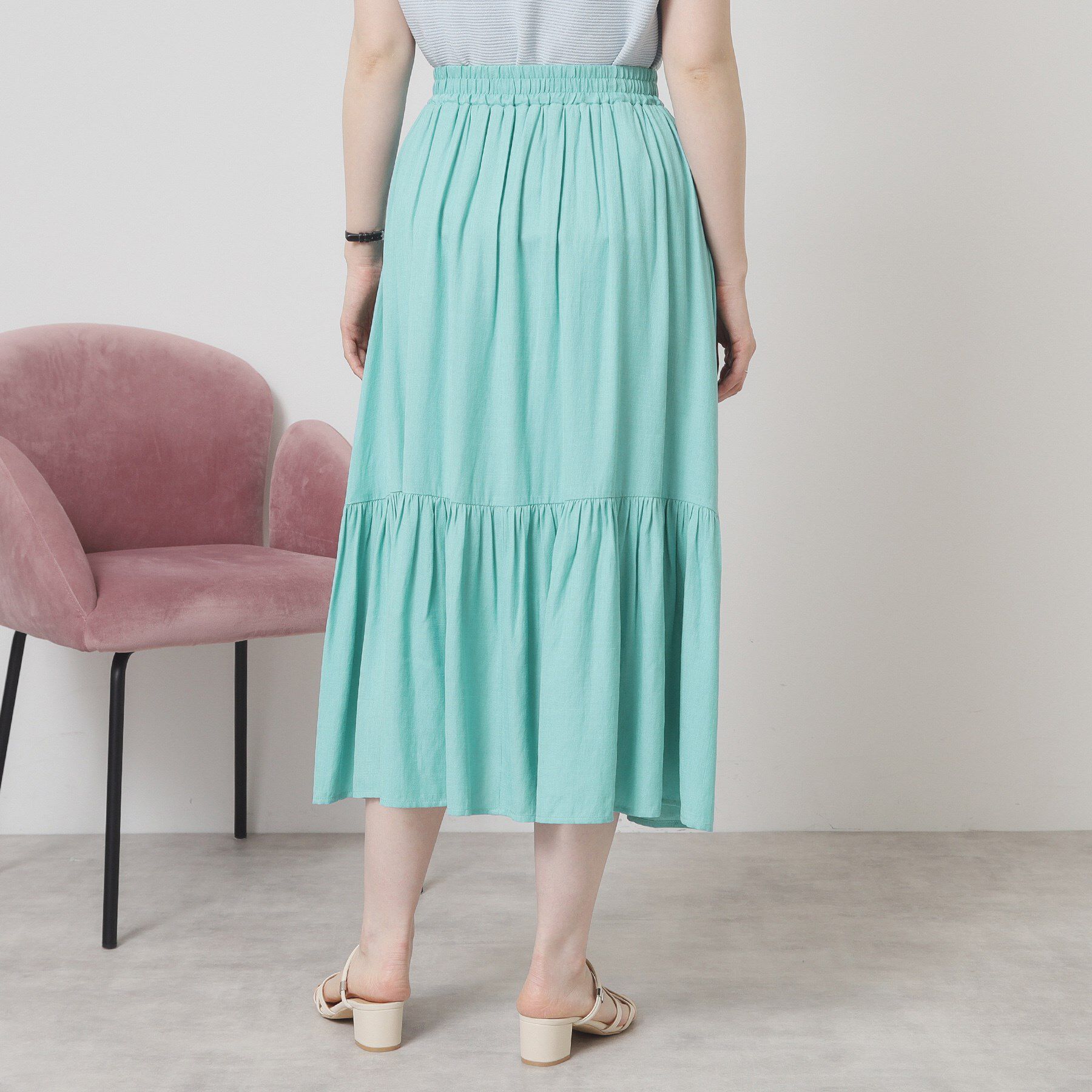 ITS&rsquo;DEMO「【ウエストゴム／手洗い可】強撚スラブスカート」|スカート|