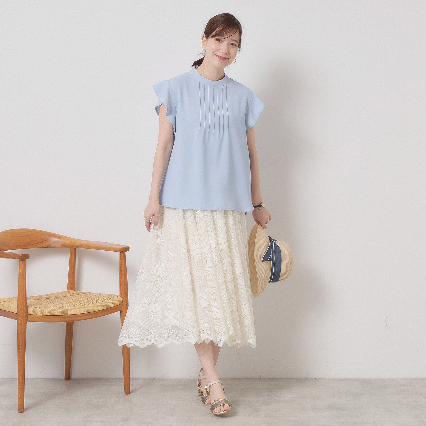 ITS&rsquo;DEMO「【接触冷感／手洗い可】フリル袖ブラウス」|シャツ・ブラウス|