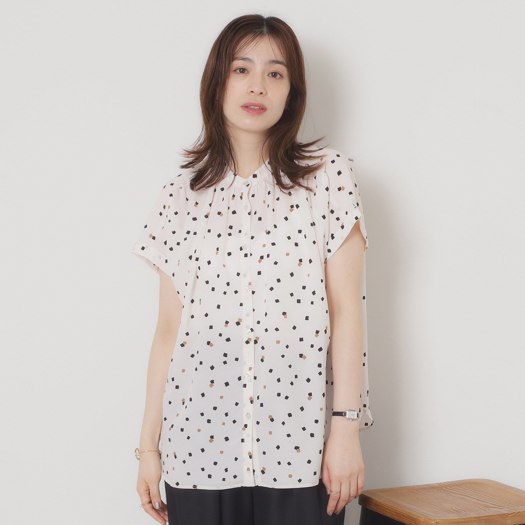 ITS&rsquo;DEMO「【手洗い可】キカドットブラウス」|シャツ・ブラウス|オフホワイト(103
