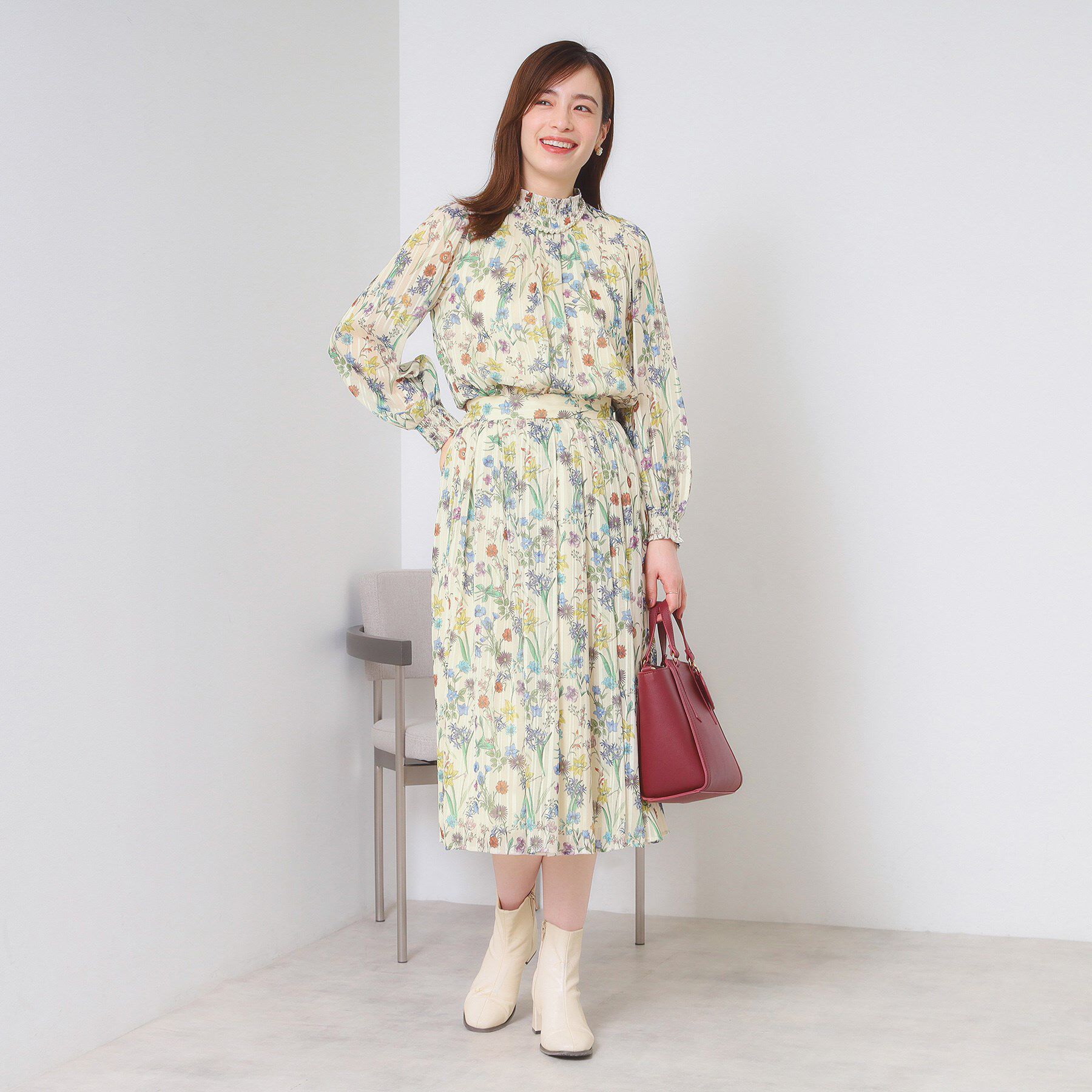 ITS&rsquo;DEMO「【手洗い可／セットアップ可】ラメストライプ花柄ブラウス」|シャツ・ブラウス|