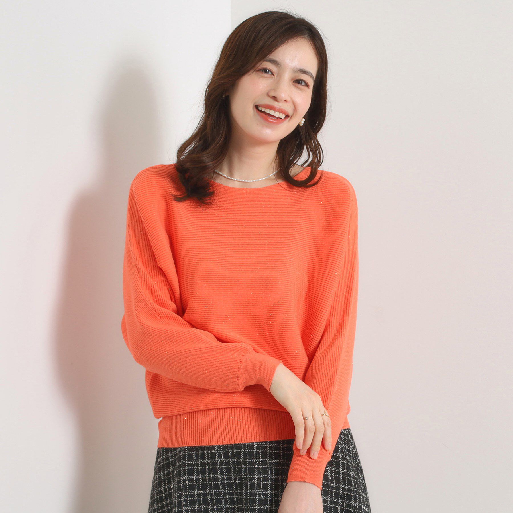 ITS&rsquo;DEMO「【手洗い可】アンジェリーナラメリブドルマンニット」|ニット・セーター|オレンジ(066)
