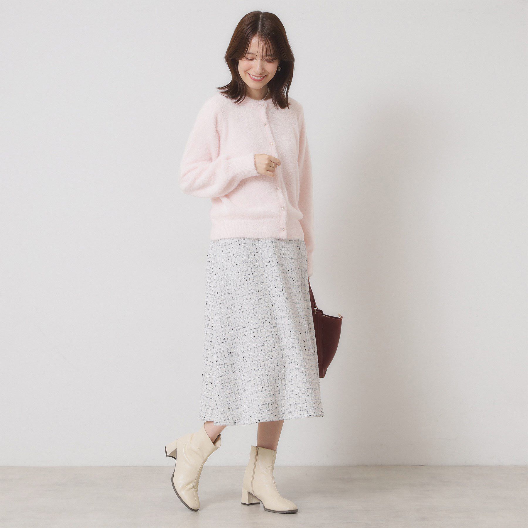 ITS&rsquo;DEMO「【手洗い可】フェザーヤーンクルーカーディガン」|カーディガン|