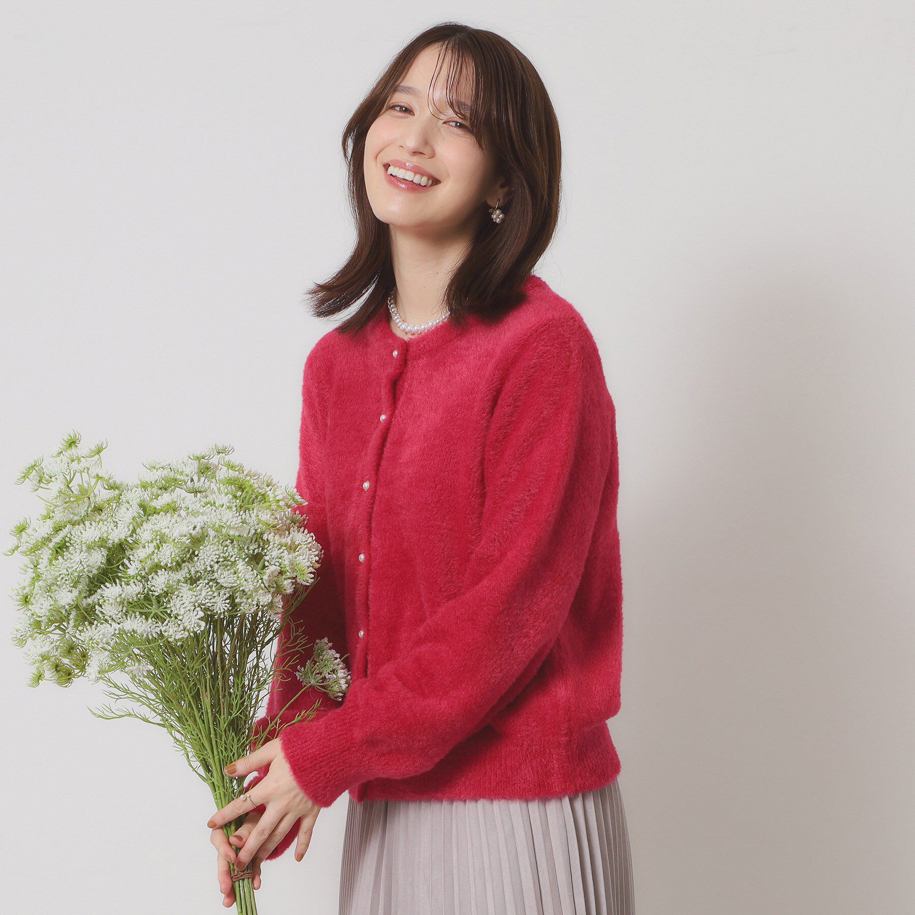 ITS&rsquo;DEMO「【手洗い可】フェザーヤーンクルーカーディガン」|カーディガン|ピンク(073)