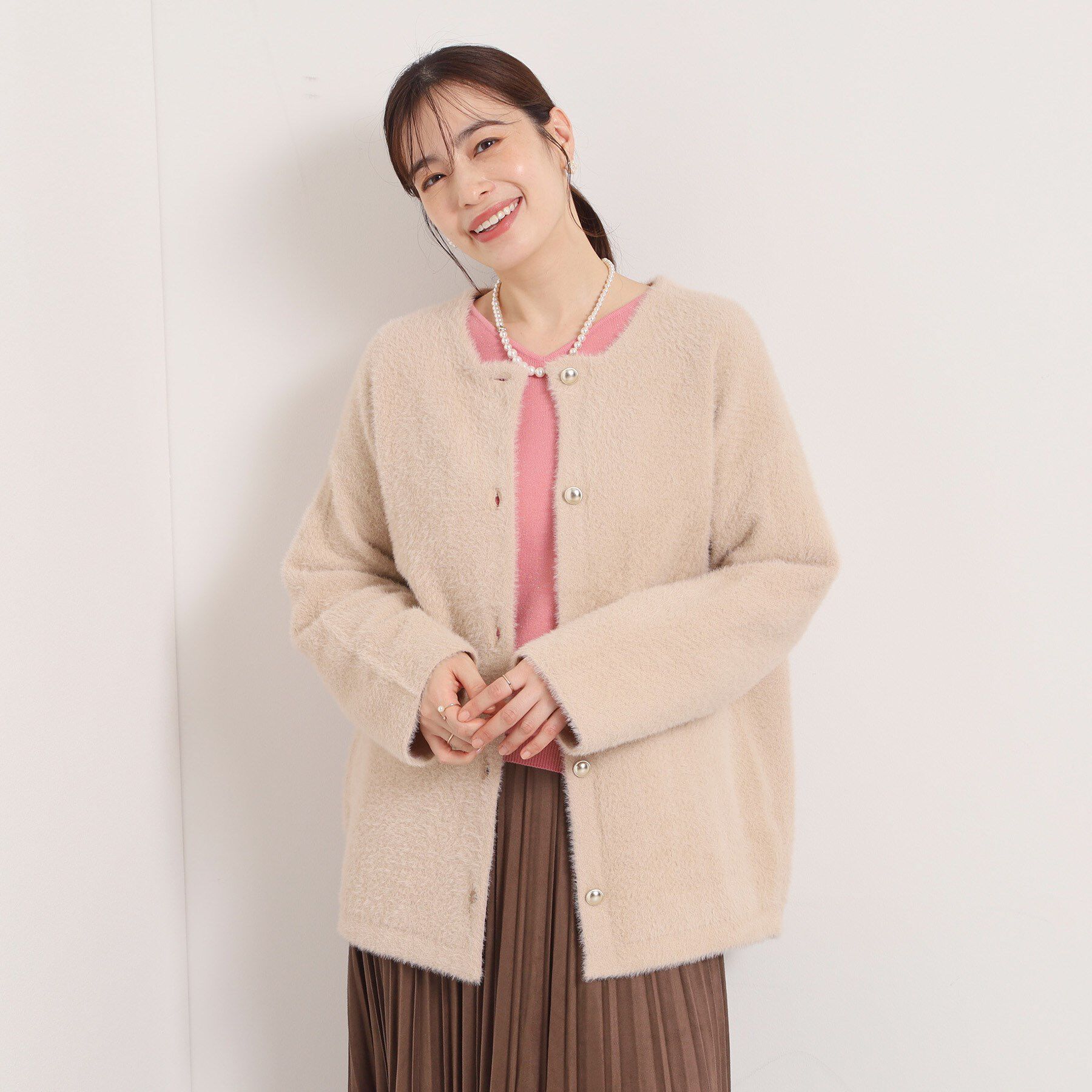 ITS&rsquo;DEMO「【手洗い可】フェザーWフェイスコーディガン」|カーディガン|ライトベージュ(05