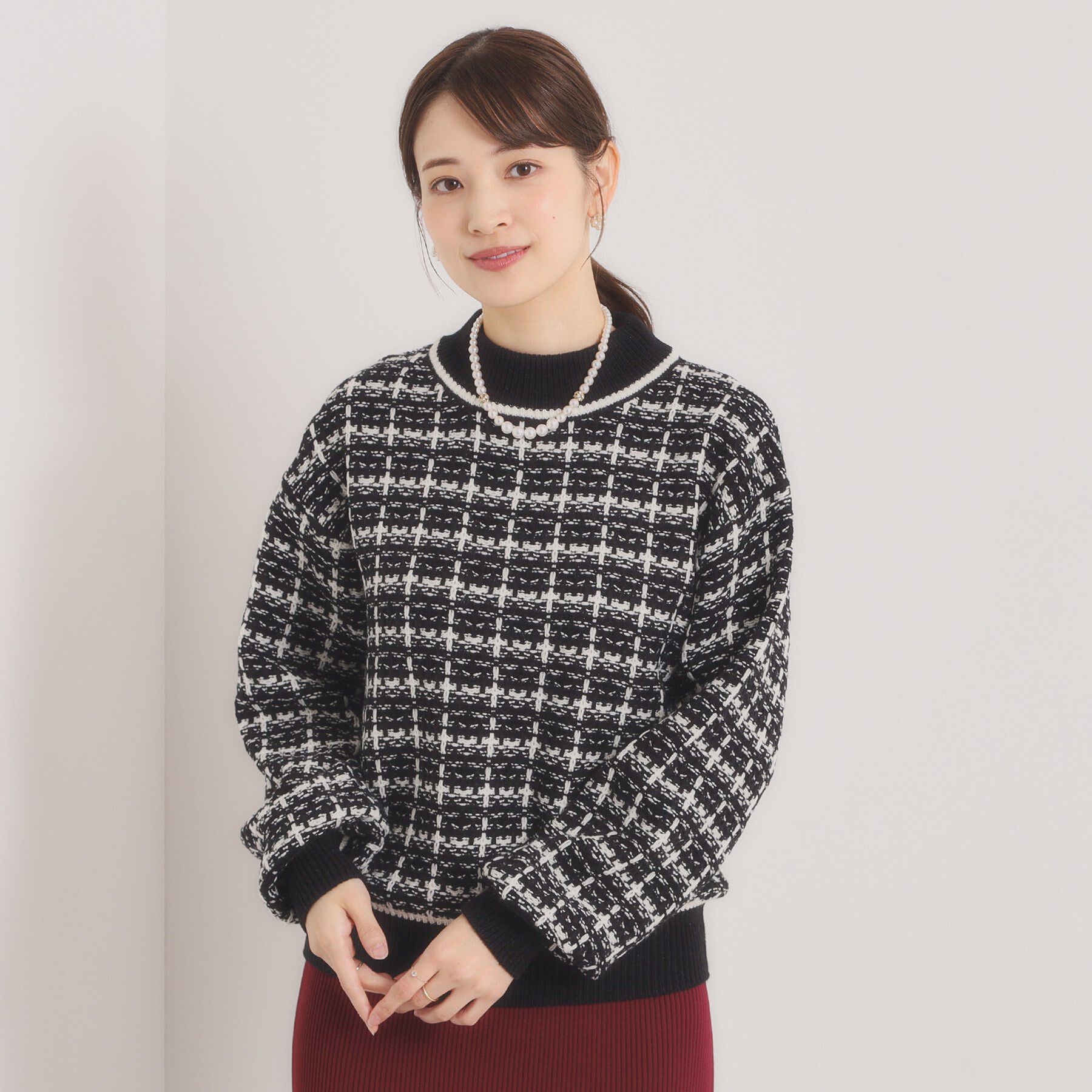 ITS&rsquo;DEMO「【手洗い可】ツイードニット」|ニット・セーター|ブラック(419)