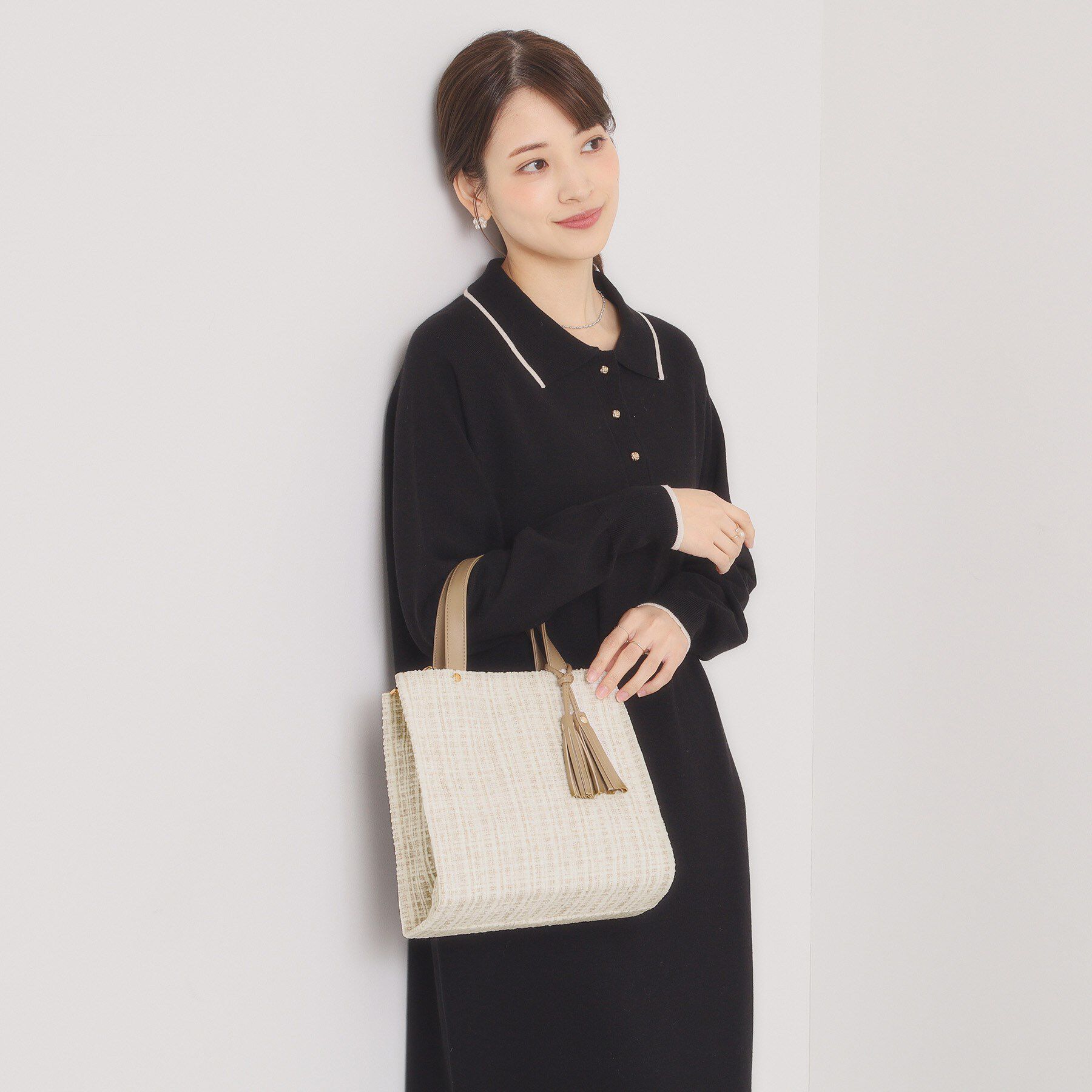 ITS&rsquo;DEMO「ツイードタッセルミニトート」|ハンドバッグ|