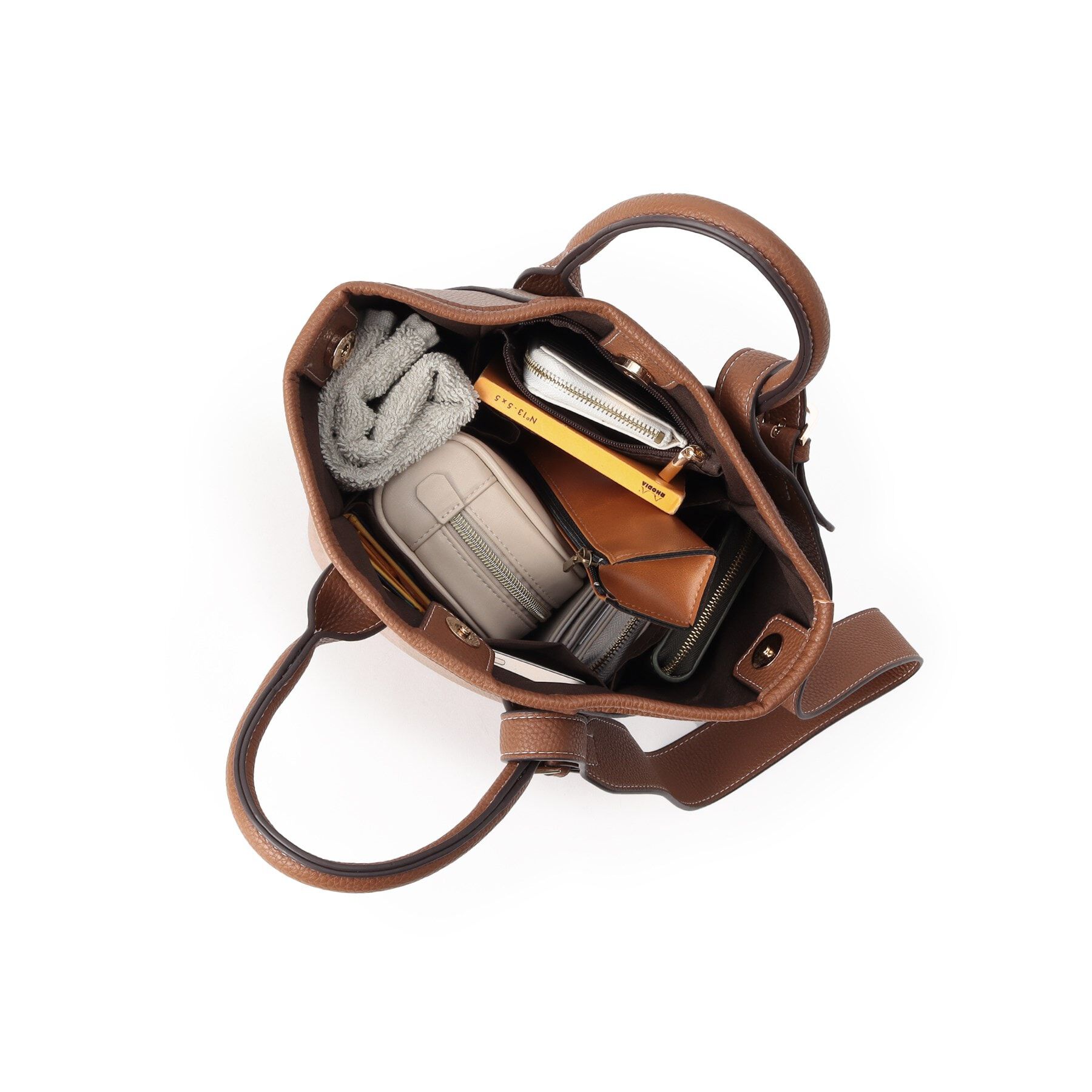 Ober Tashe「【内ポケット充実！】シュリンク合皮手提げミニトート」|ハンドバッグ|