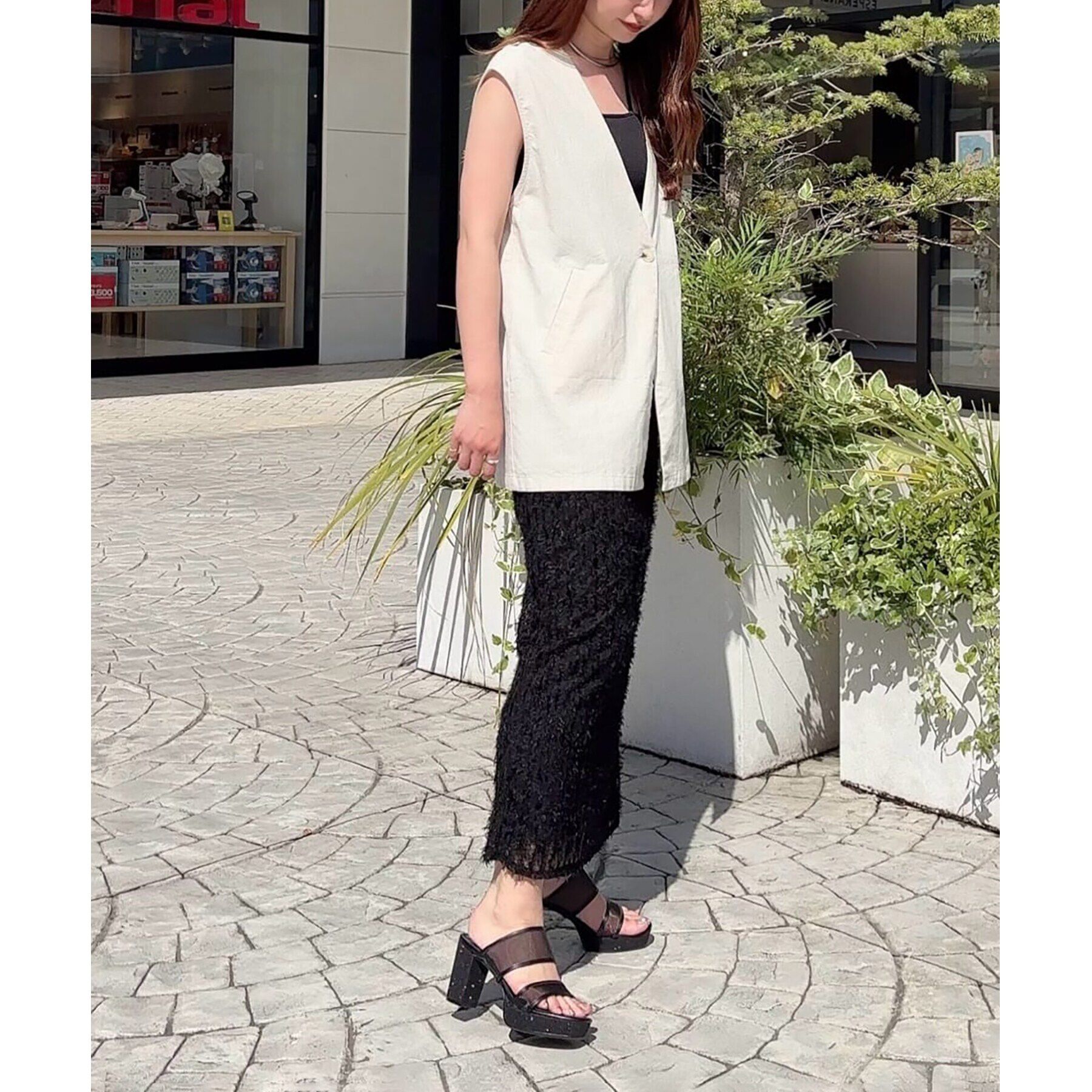 ESPERANZA「ダブルベルトラメ厚底ミュールサンダル 24SS」|サンダル|