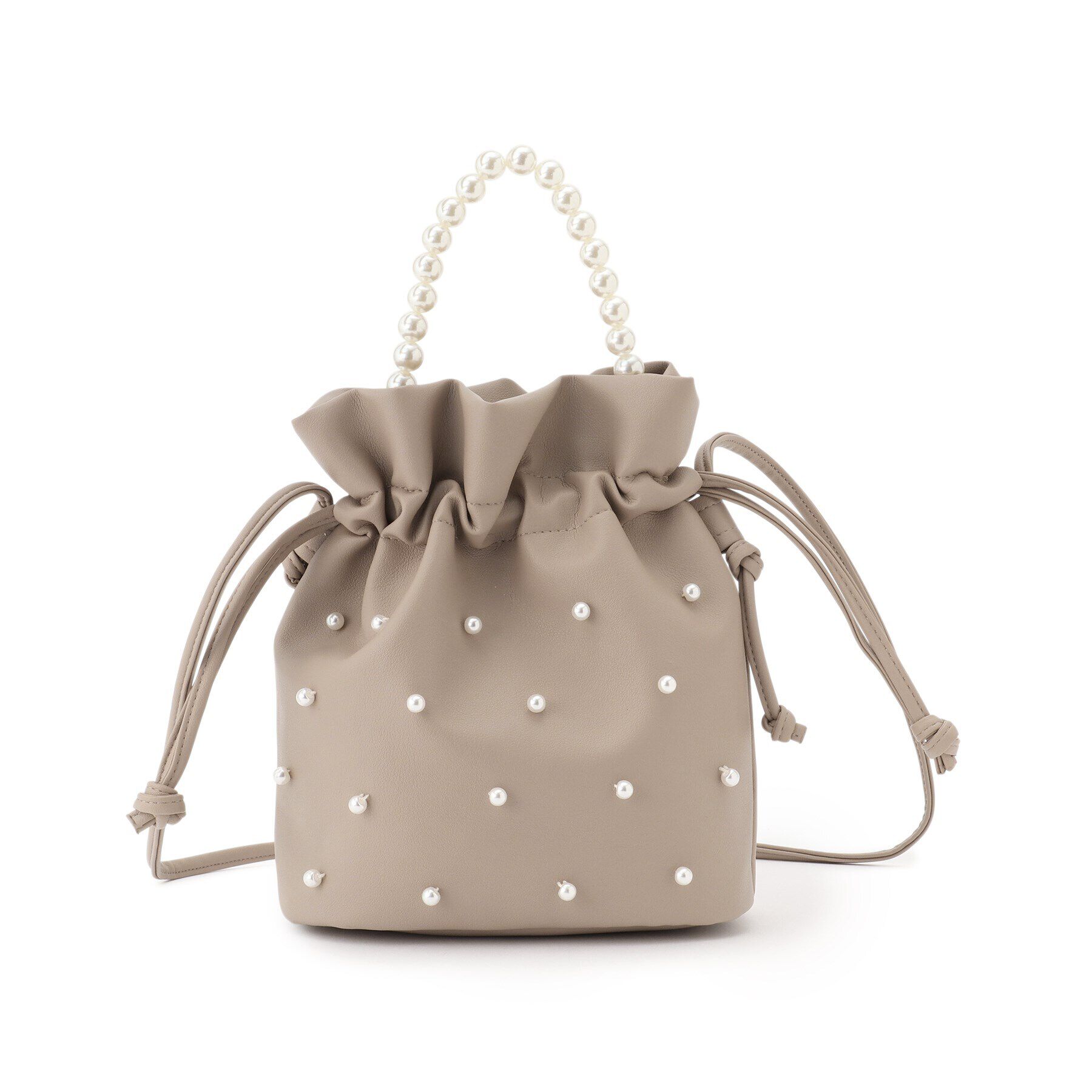 Ober Tashe「パール調巾着2WAYショルダー」|ショルダー・メッセンジャー|ﾓｶﾌﾞﾗｳﾝ(042)