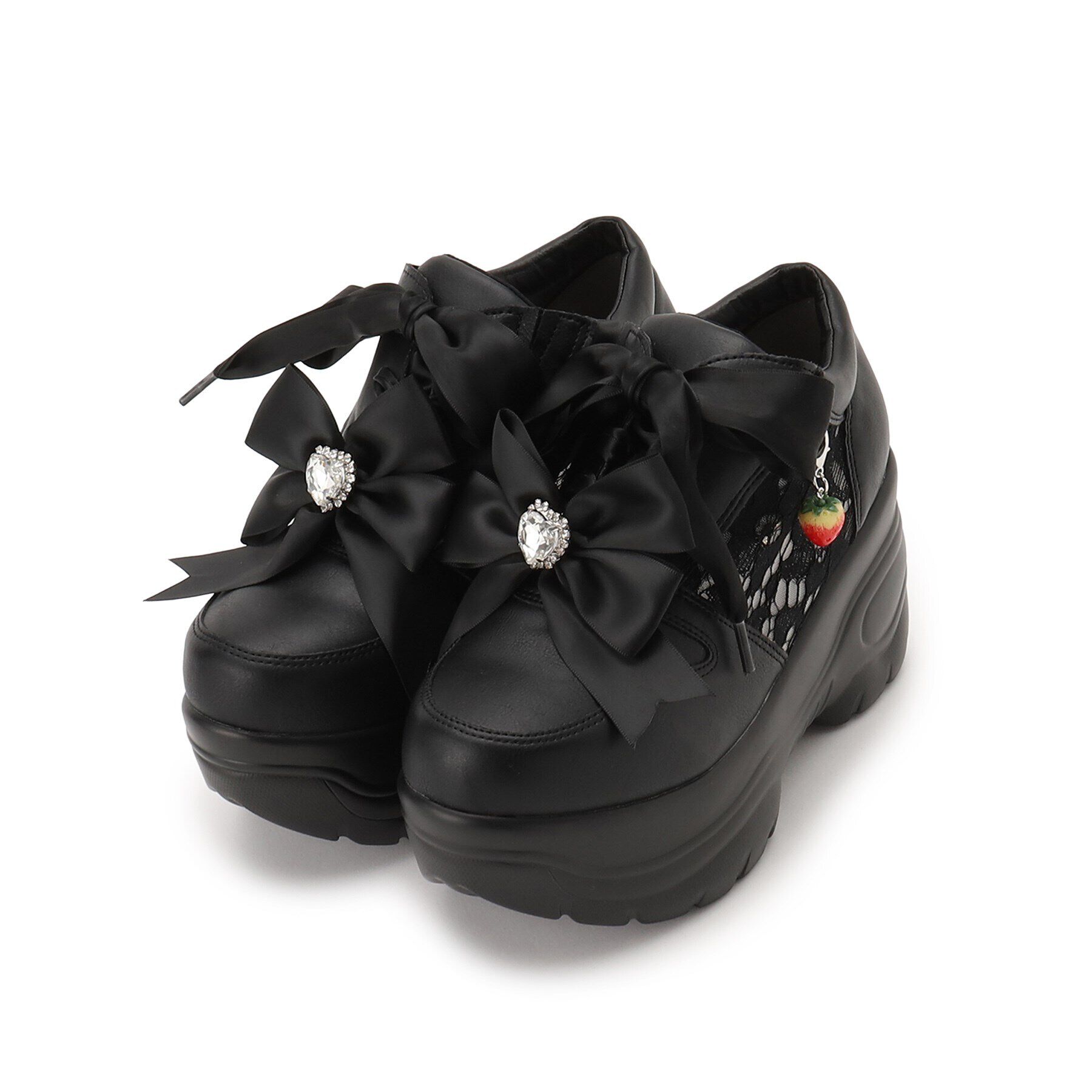 csT&P「取り外し自由♪マルチWAY厚底レースイチゴチャームスニーカー」|スニーカー|