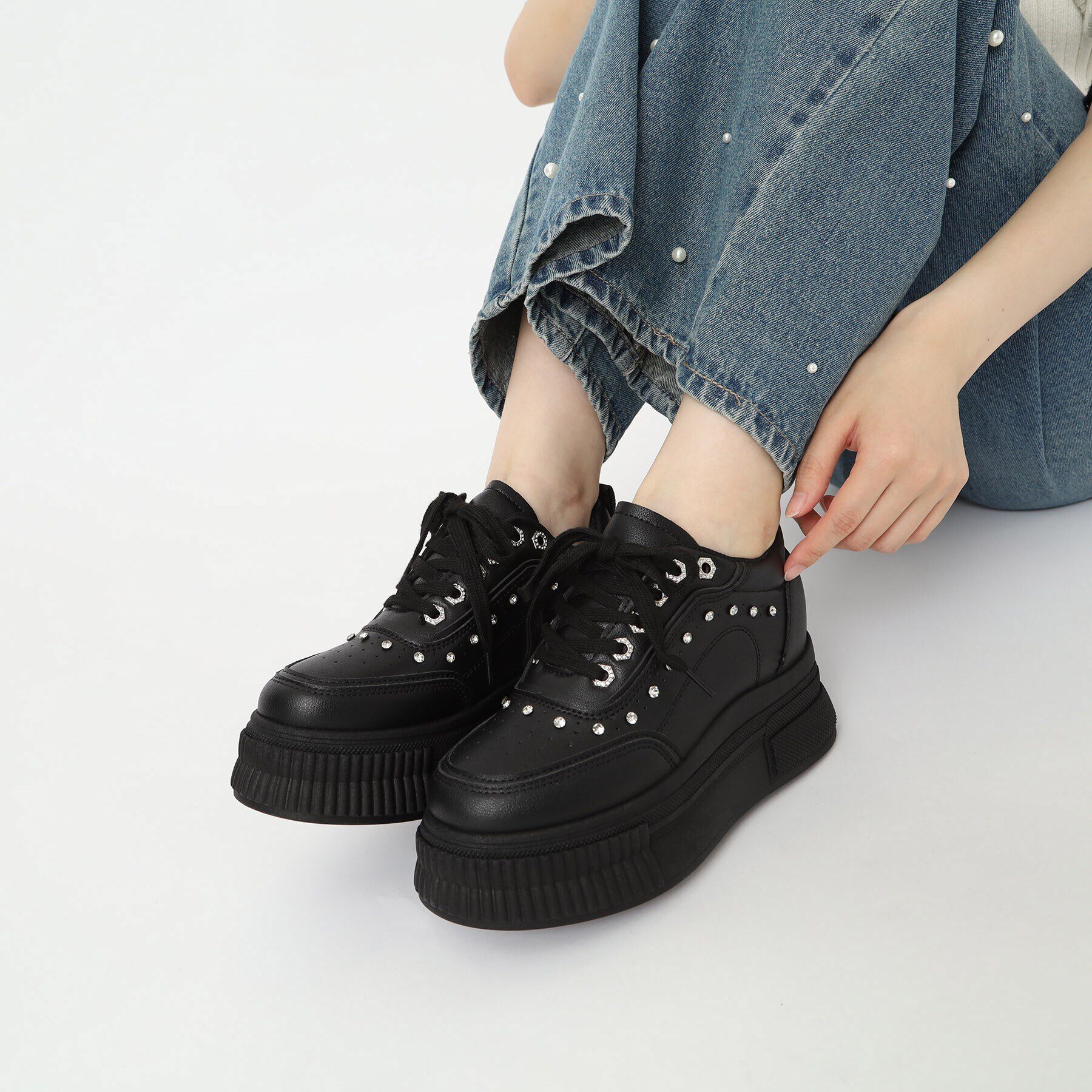 csT&P「軽量厚底インヒールラインストーン付スニーカー」|スニーカー|