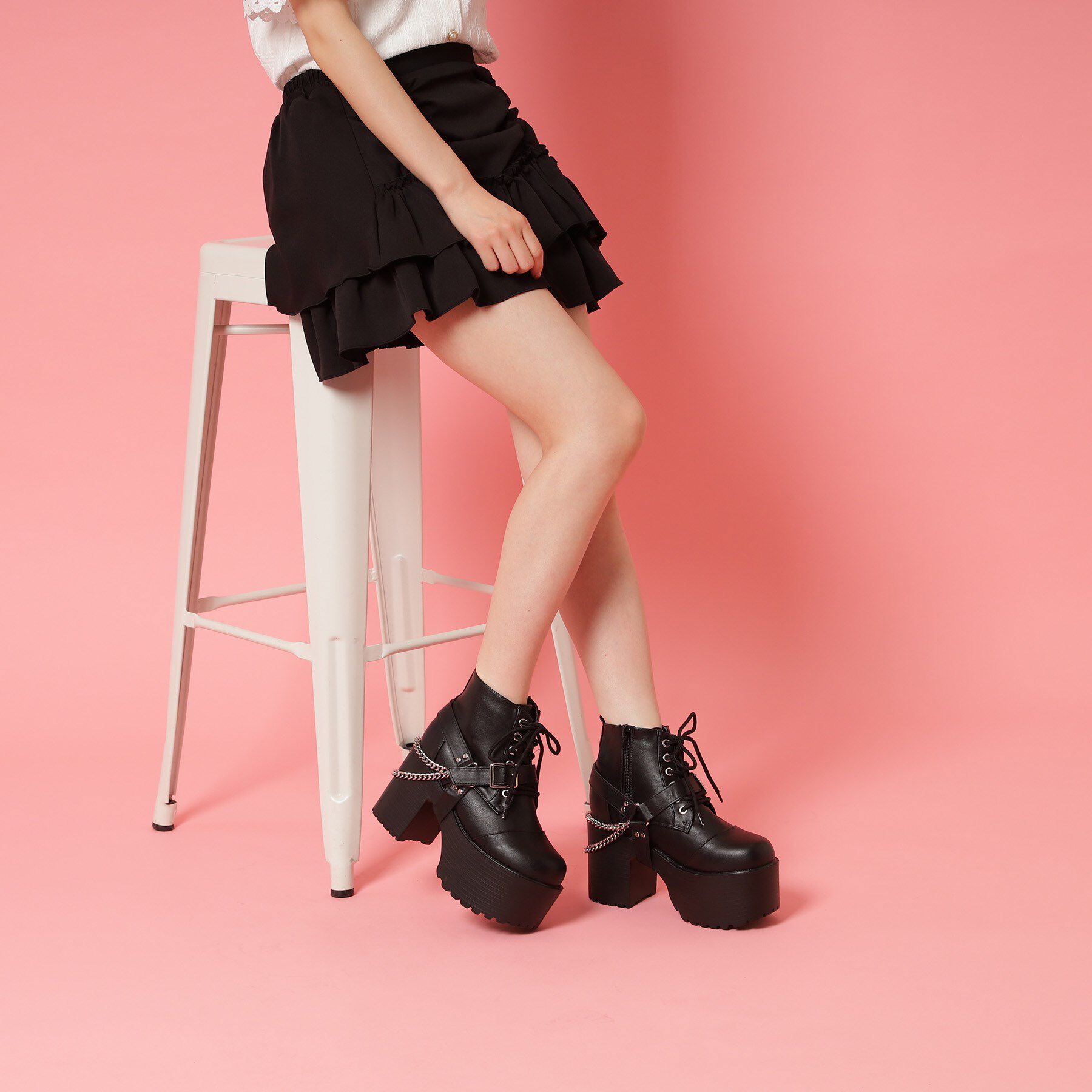 csT&P「ベルト取り外し可厚底ベルト付きブーツ」|ショートブーツ|