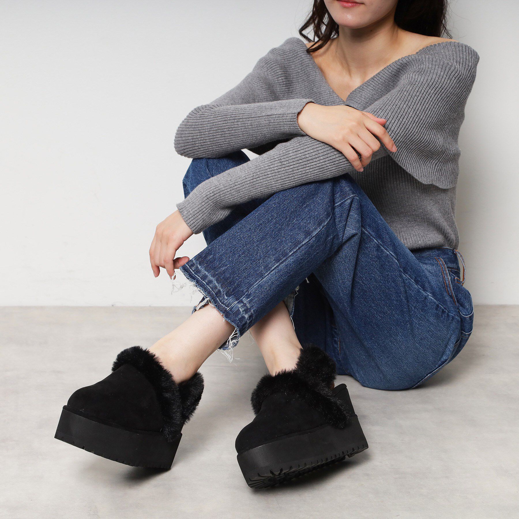 ESPERANZA「厚底2WAYフェイクムートンサボ」|ショートブーツ|