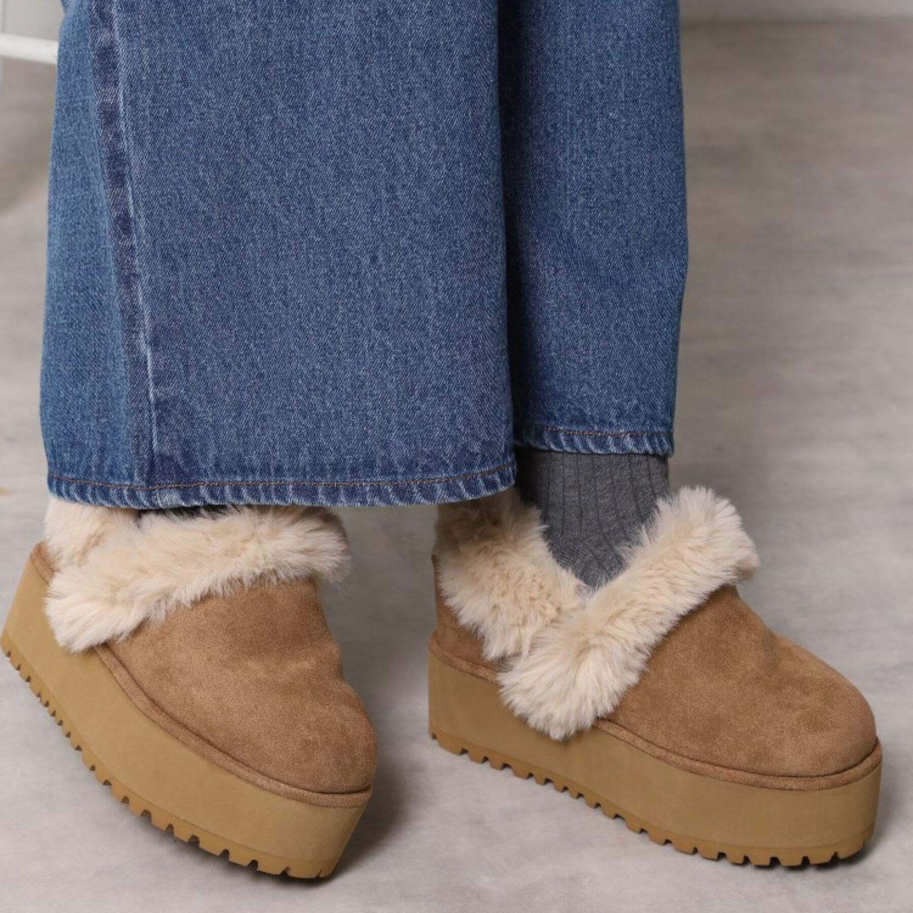 ESPERANZA「厚底2WAYフェイクムートンサボ」|ショートブーツ|