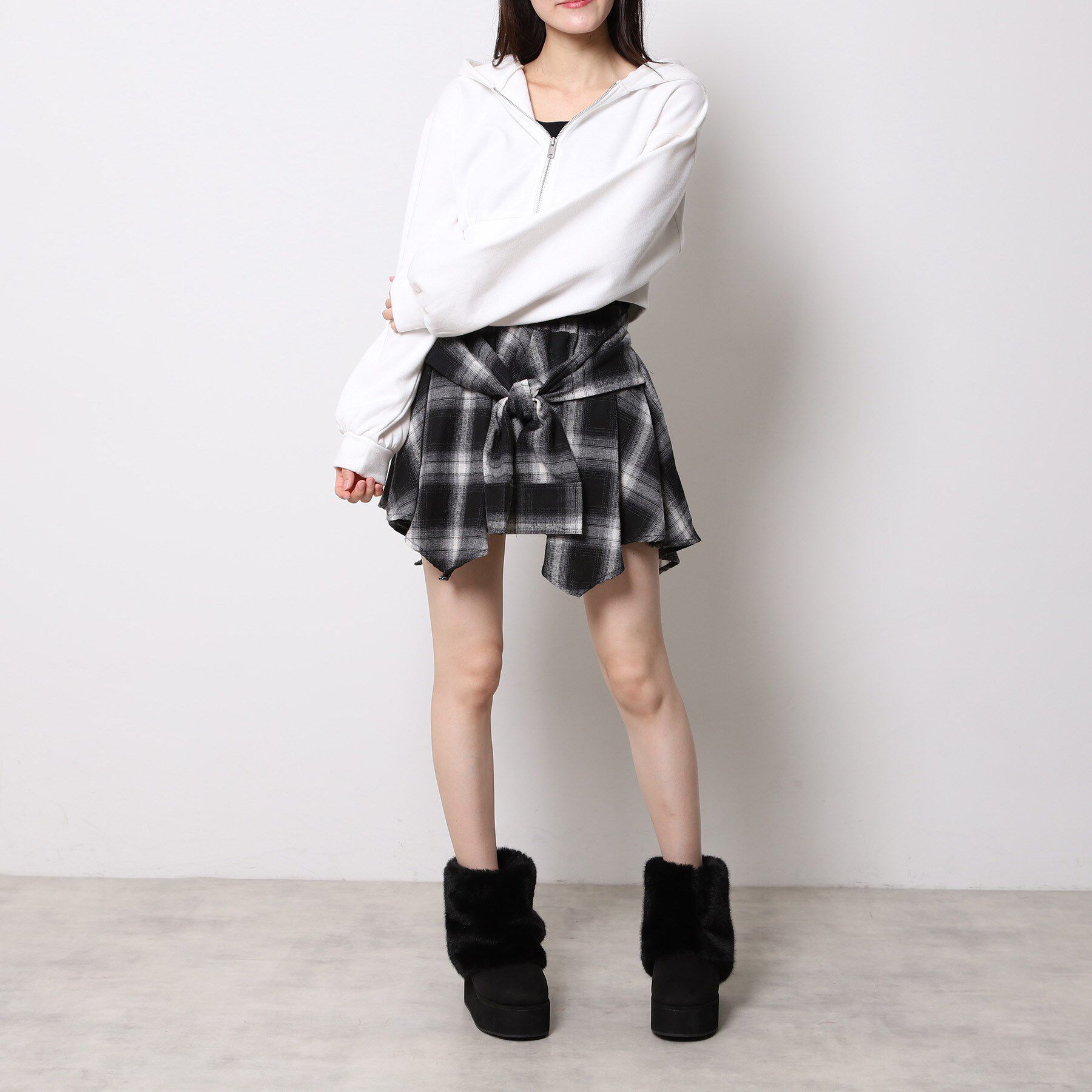 ESPERANZA「【EC先行販売】フェイクファー付き2WAYムートン調ブーツ」|ショートブーツ|