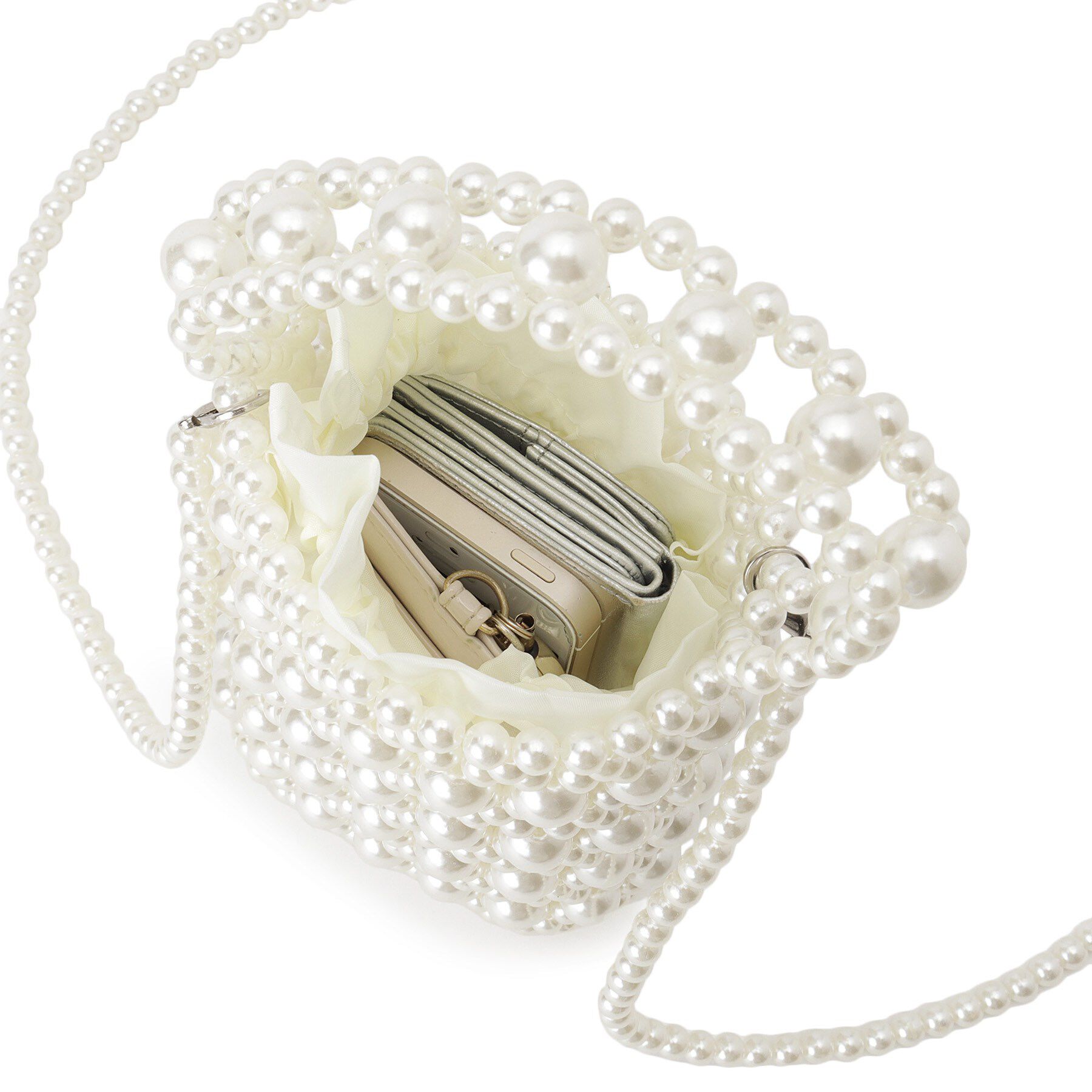 SunaUna「【スマホ収納可能／2Way】パール調ミニポシェット」|ショルダー・メッセンジャー|