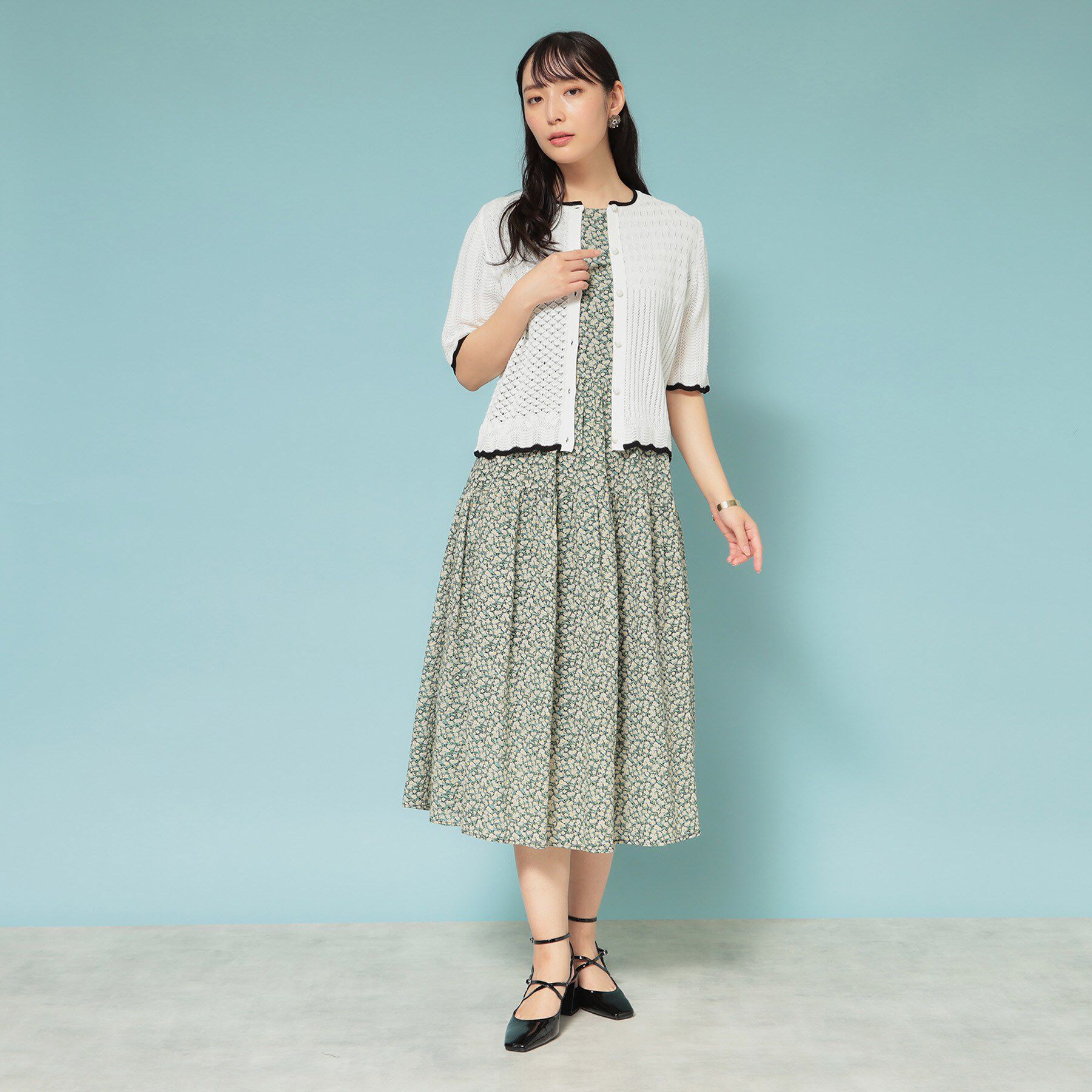 SunaUna「【新作／透かし柄／3色展開】スカラップカーディガン」|カーディガン|