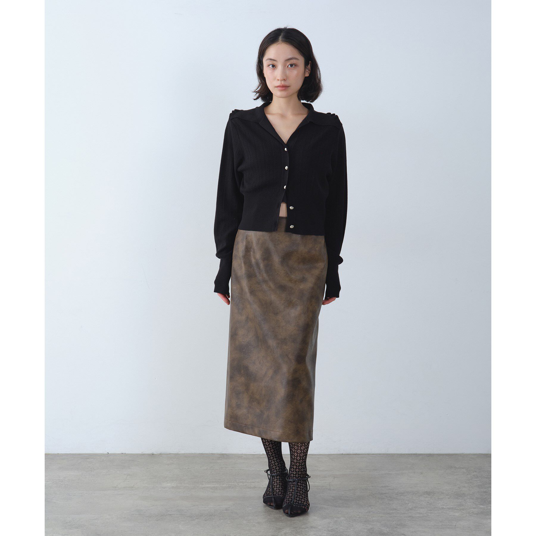 CODE A「sleek collar knit」|カーディガン|