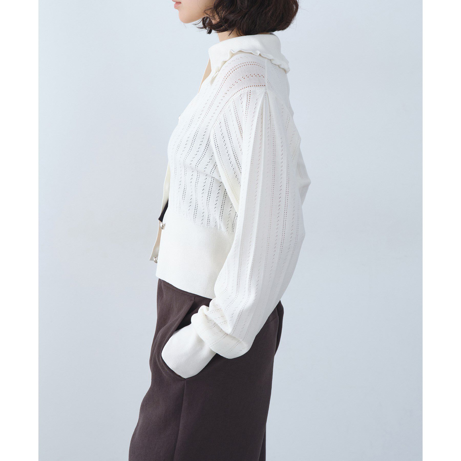 CODE A「sleek collar knit」|カーディガン|