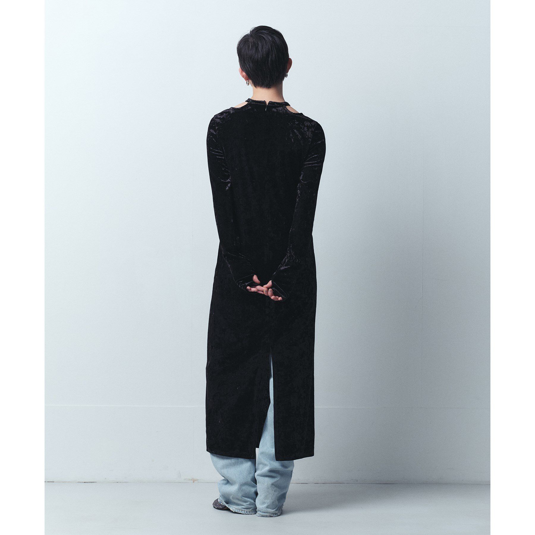 CODE A「neck point velour dress」|ワンピース|
