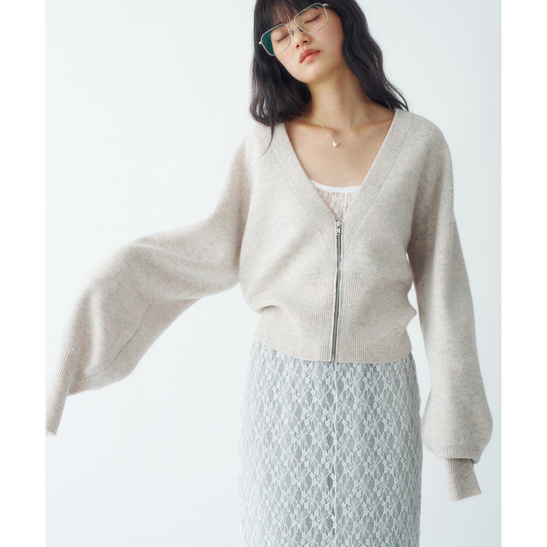 CODE A「zip form cardigan」|カーディガン|オフホワイト(003