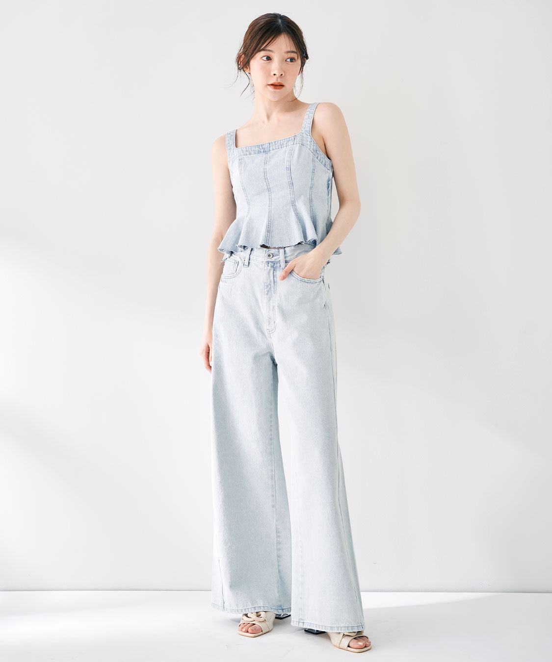 COCO DEAL「ツイストシームバギーデニムパンツ」|デニム|