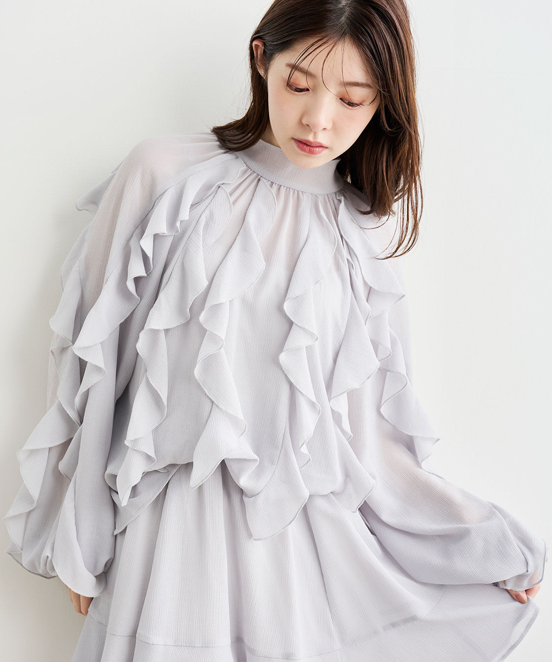 ココディール　【岡崎紗絵さんコラボ】カスケードボウタイフリルミニワンピース 岡崎紗絵さんコラボ】カスケードボウタイフリルミニワンピース（COCO