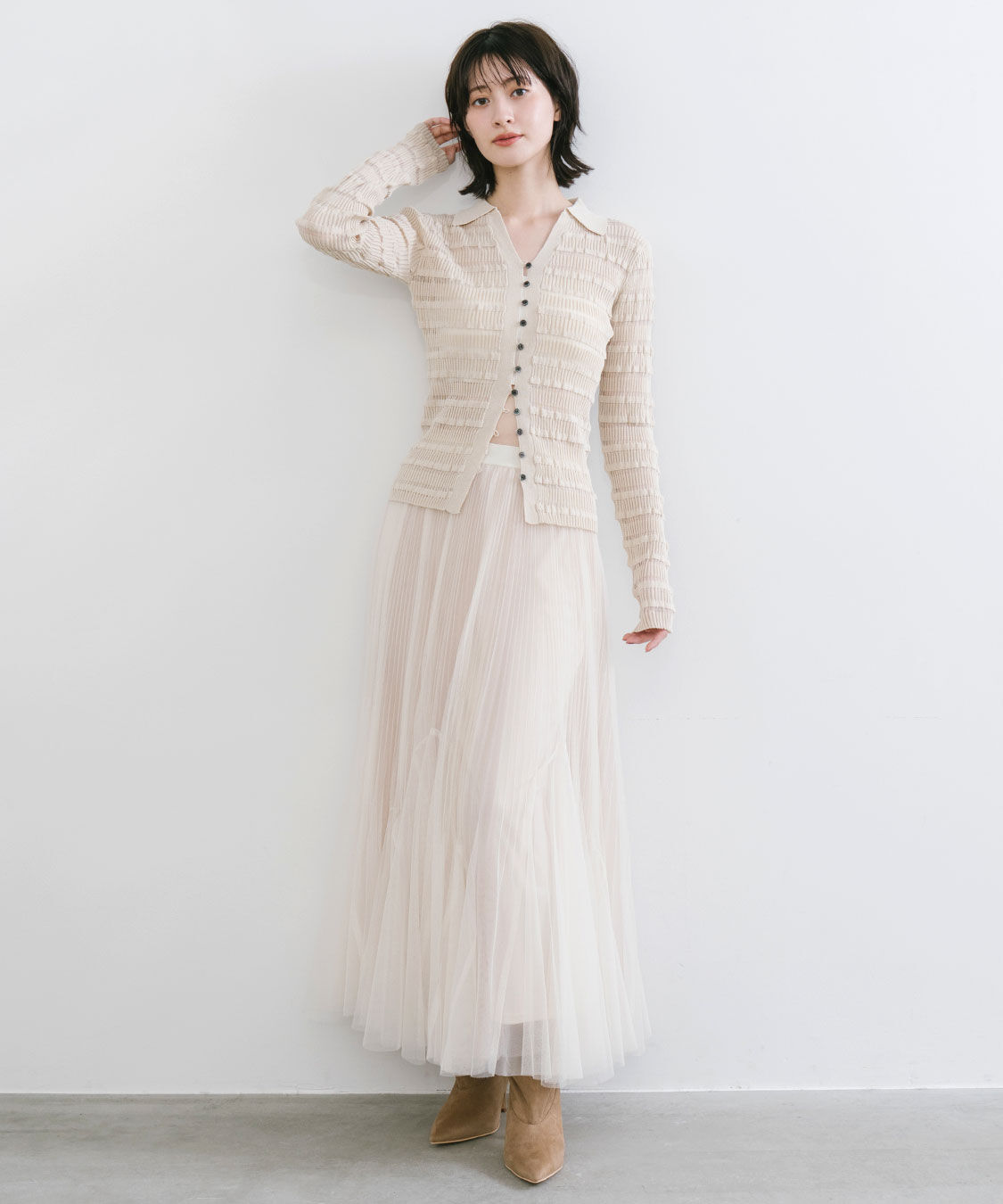 COCO DEAL「フリルボーダーニットシャツ」|シャツ・ブラウス|