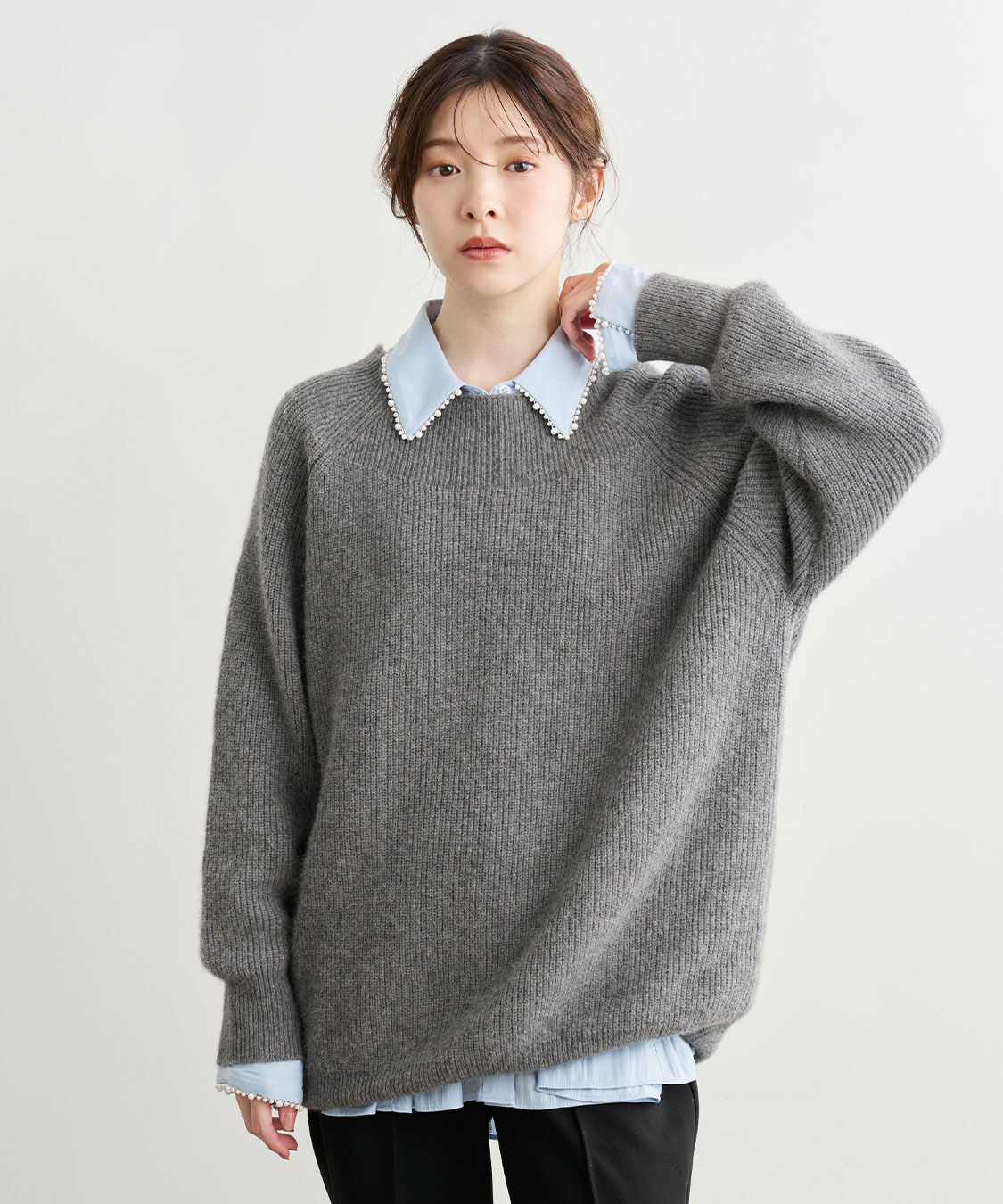 COCO DEAL「ラクーン混ニットミニワンピース」|ワンピース|チャコール