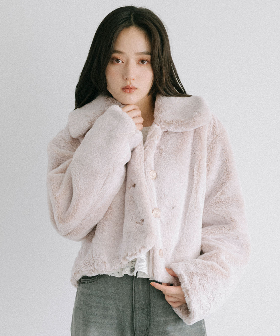 COCO DEAL「ショートファージャケット」|ステンカラーコート|