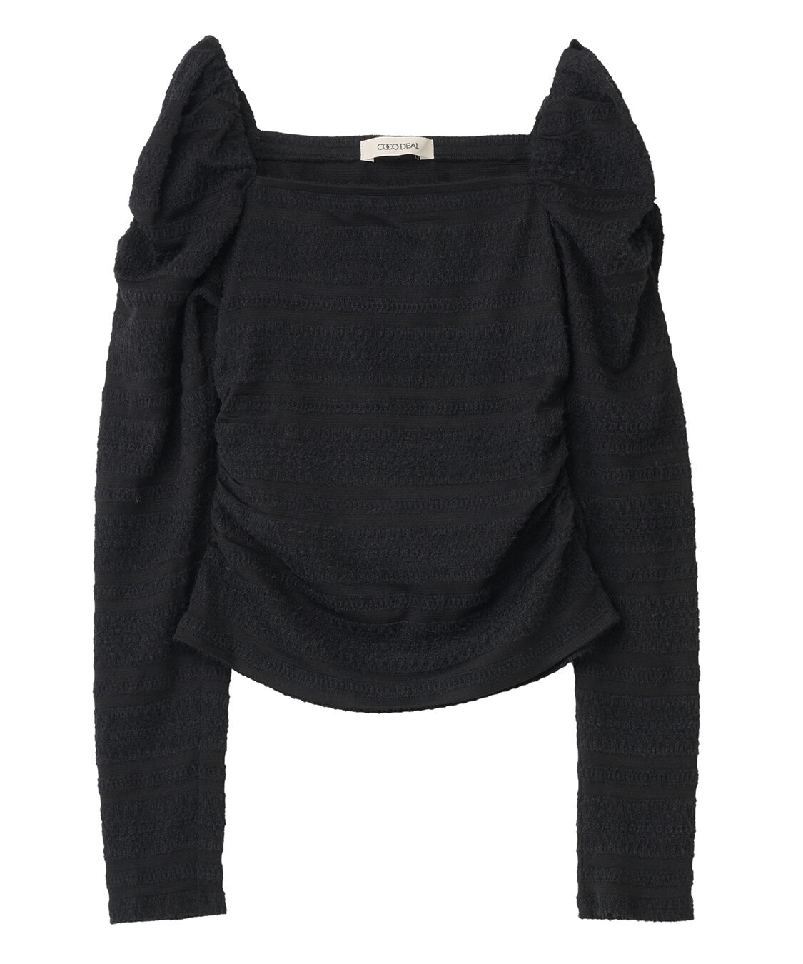 COCO DEAL「スクエアネックパフスリーブカットソートップス」|Tシャツ・カットソー|ブラック