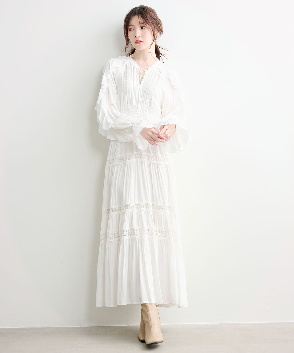 COCO DEAL「ラッフルレーストリムワンピース」|ワンピース|