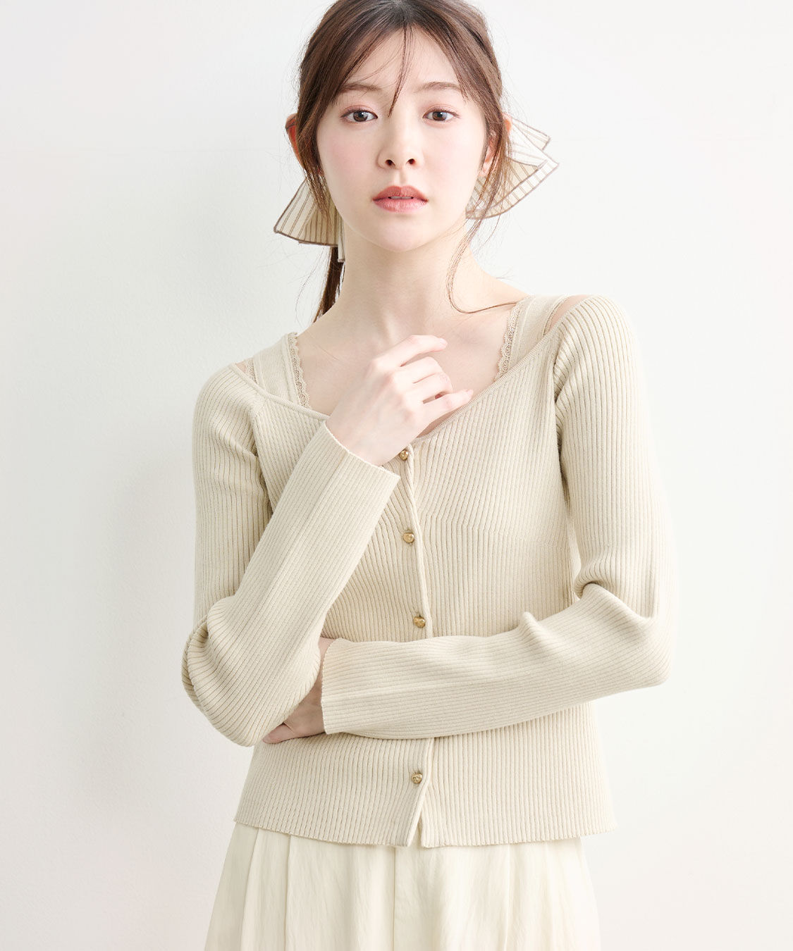 COCO DEAL「Vネックリブニットカーディガン」|ニット・セーター|