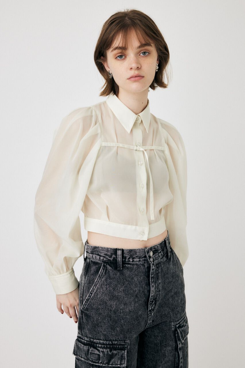MOUSSY「SHEER TUCK SLEEVE ブラウス」|シャツ・ブラウス|
