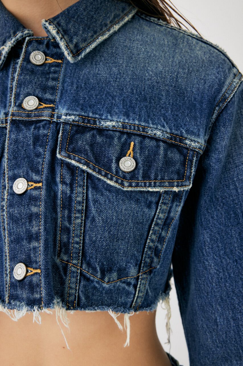 MOUSSY「RAW EDGE SHORT DENIM ジャケット」|デニムジャケット|