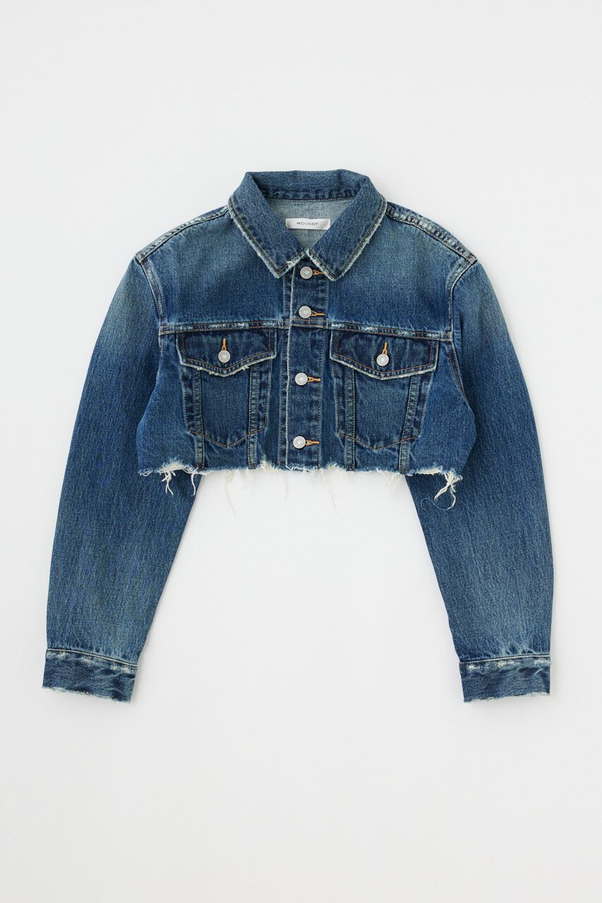 MOUSSY「RAW EDGE SHORT DENIM ジャケット」|デニムジャケット|