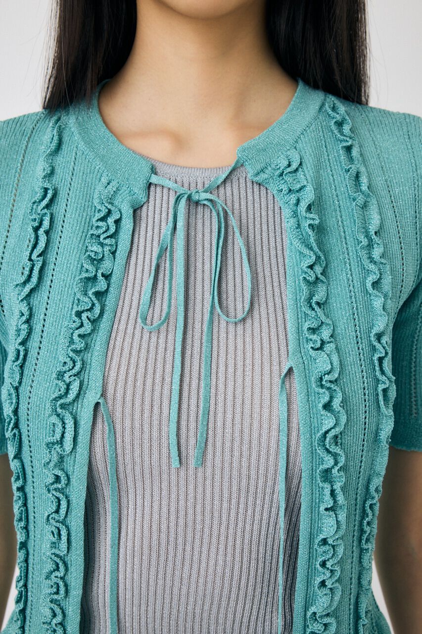 MOUSSY「FRILL STRIPED カーディガン」|ニット・セーター|