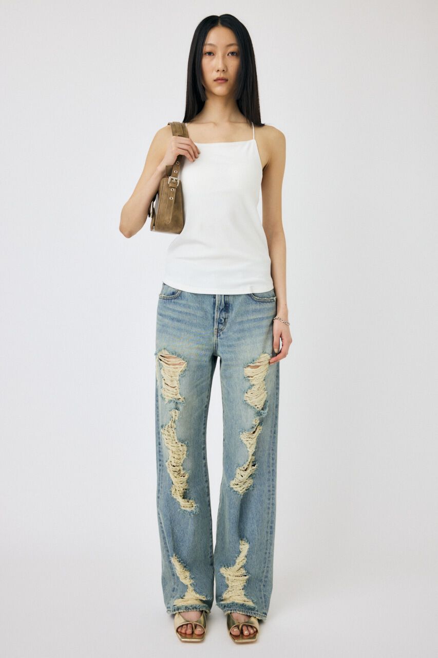 MOUSSY「HIGH DAMAGED STRAIGHT」|デニム|