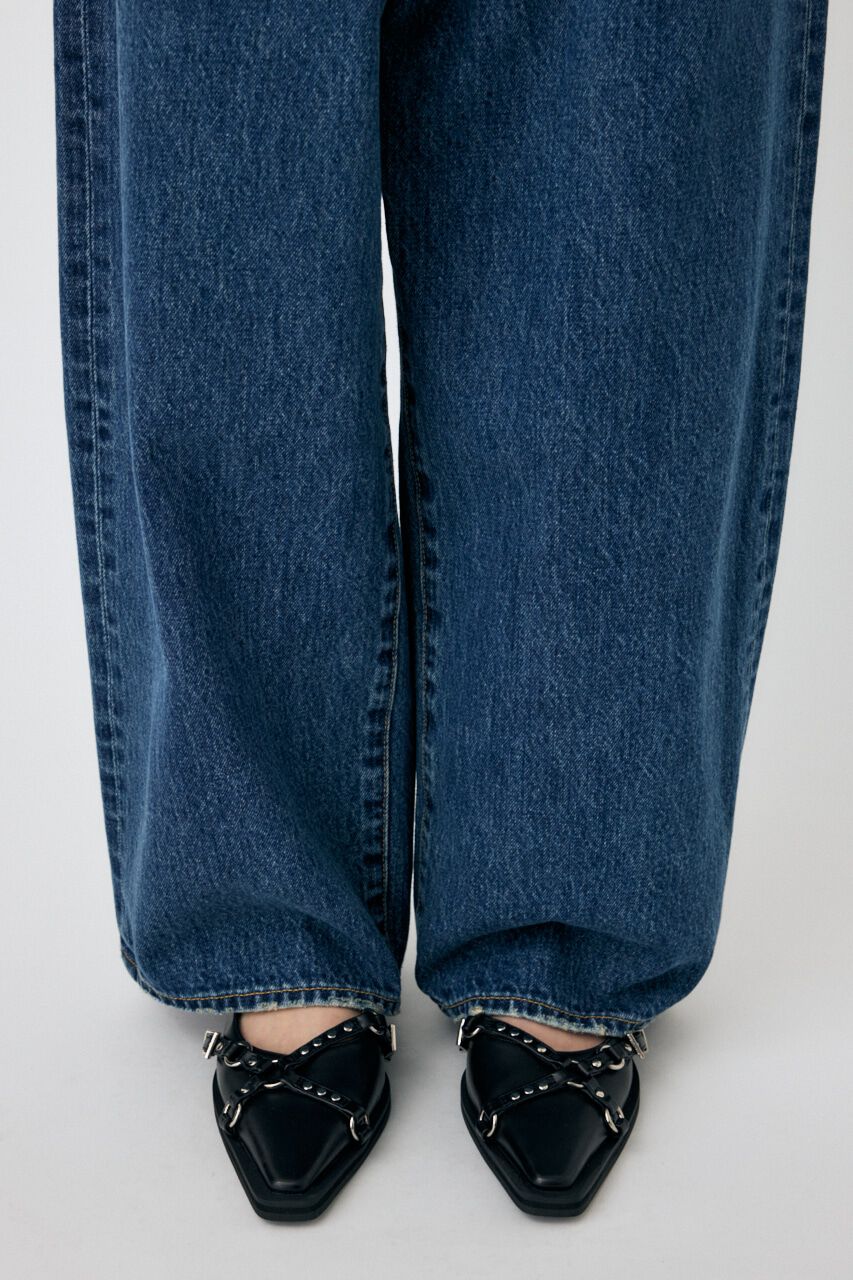 MOUSSY「FOLD WAIST WIDE STRAIGHT」|デニム|